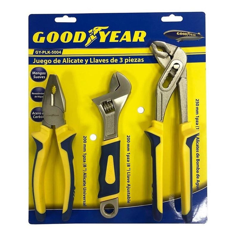 GOODYEAR - Set Alicates Y Llaves Pico Loro 3 Pzas Gy-plk-5004 Goodyear