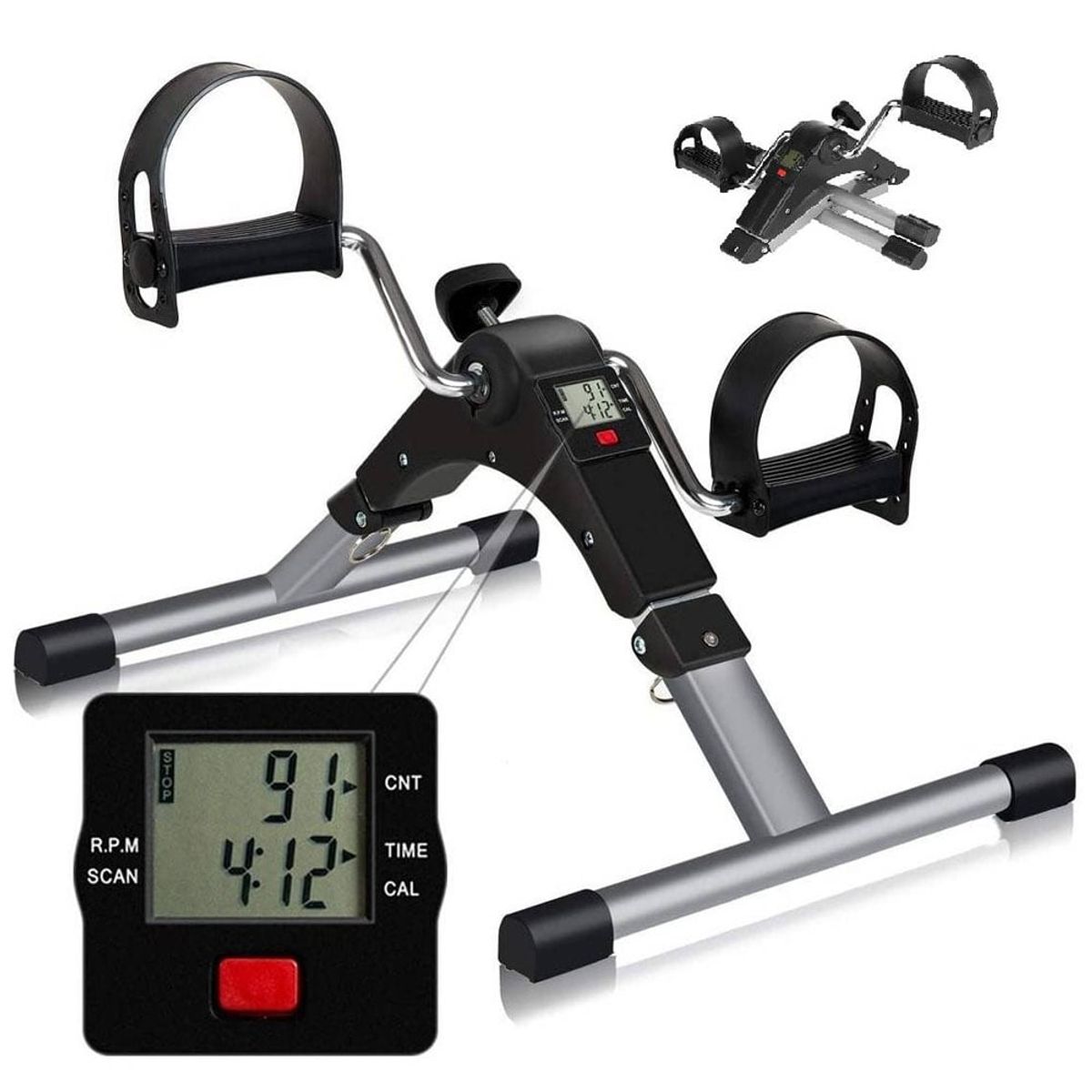 GENERICO - Pedalera Ejercitador Digital Terapia Piernas Brazos Plegable