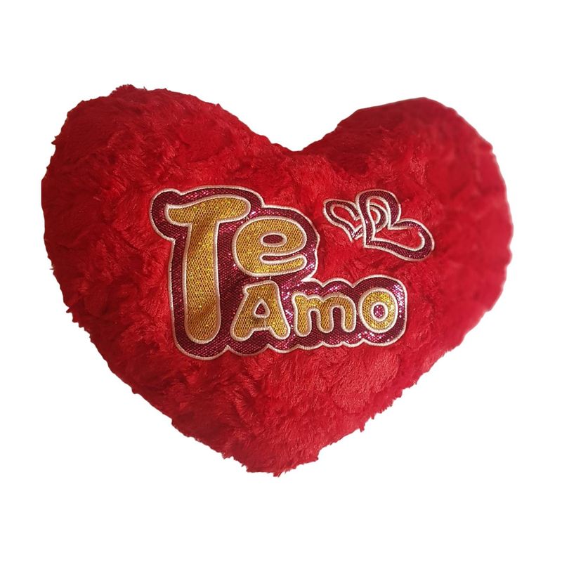 GENERICO - Almohada Cojín rojo de corazón con frases TE AMO CORAZON.