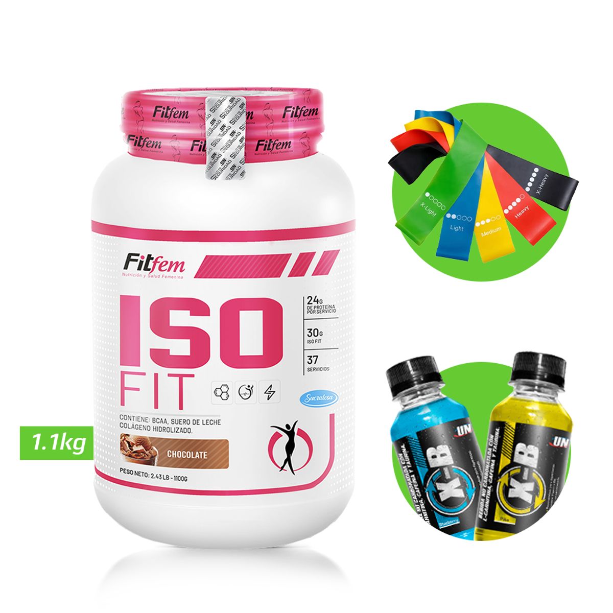 UNIVERSE NUTRITION - Iso fit 12kg proteína fitfem chocolate + regalos