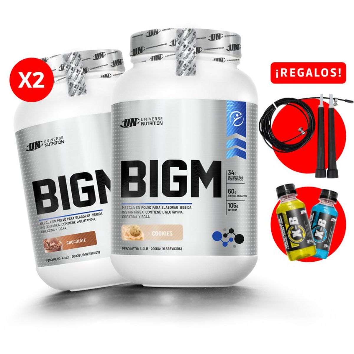 UNIVERSE NUTRITION - 02 bigm 2kg ganador de masa un + regalos