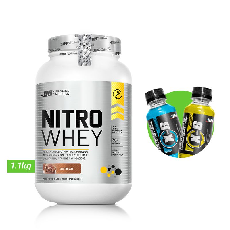 UNIVERSE NUTRITION - NITRO WHEY 1.1 KG PROTEINA UN CHOCOLATE+ REGALOS