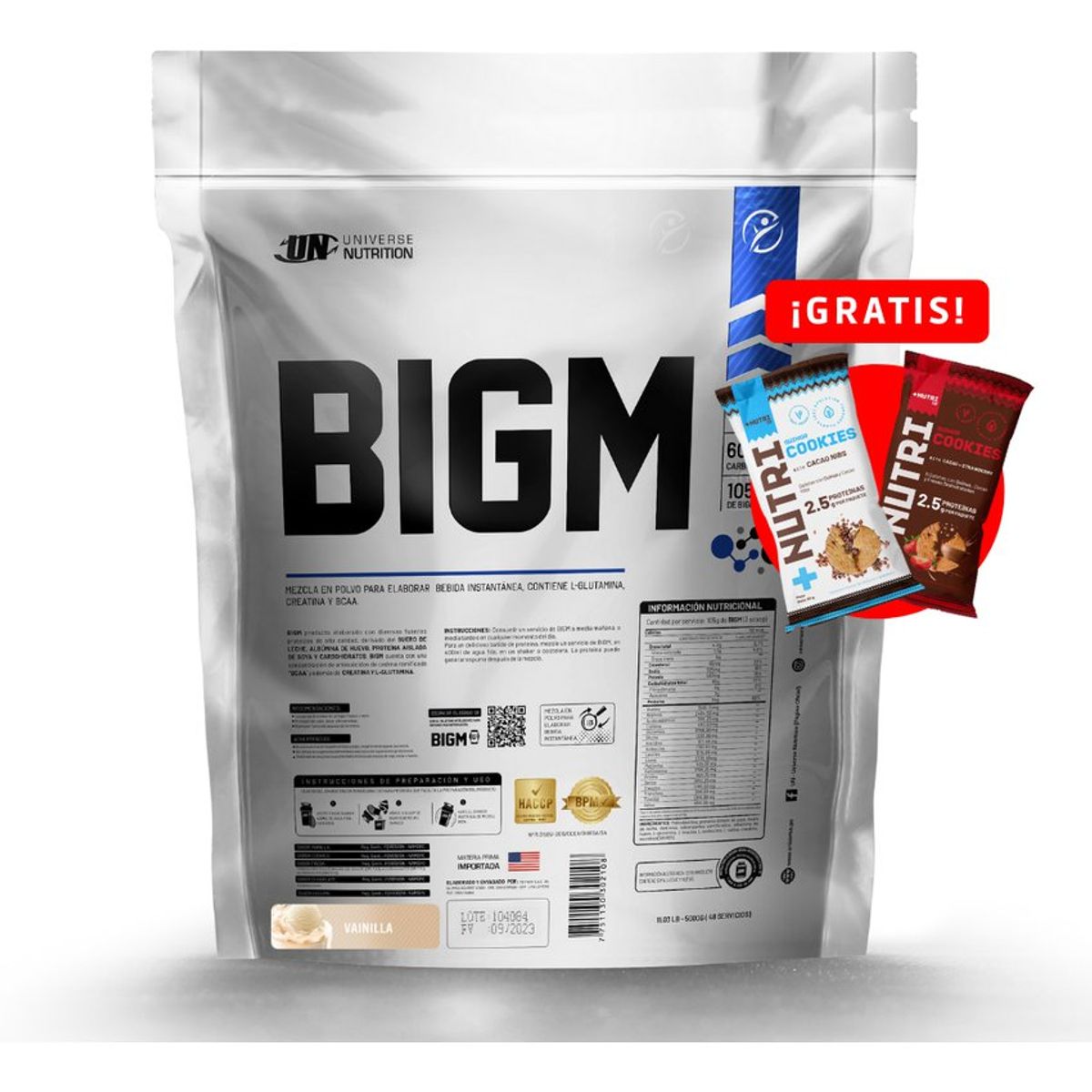 UNIVERSE NUTRITION - Bigm 5kg ganador de masa un vainilla + regalos