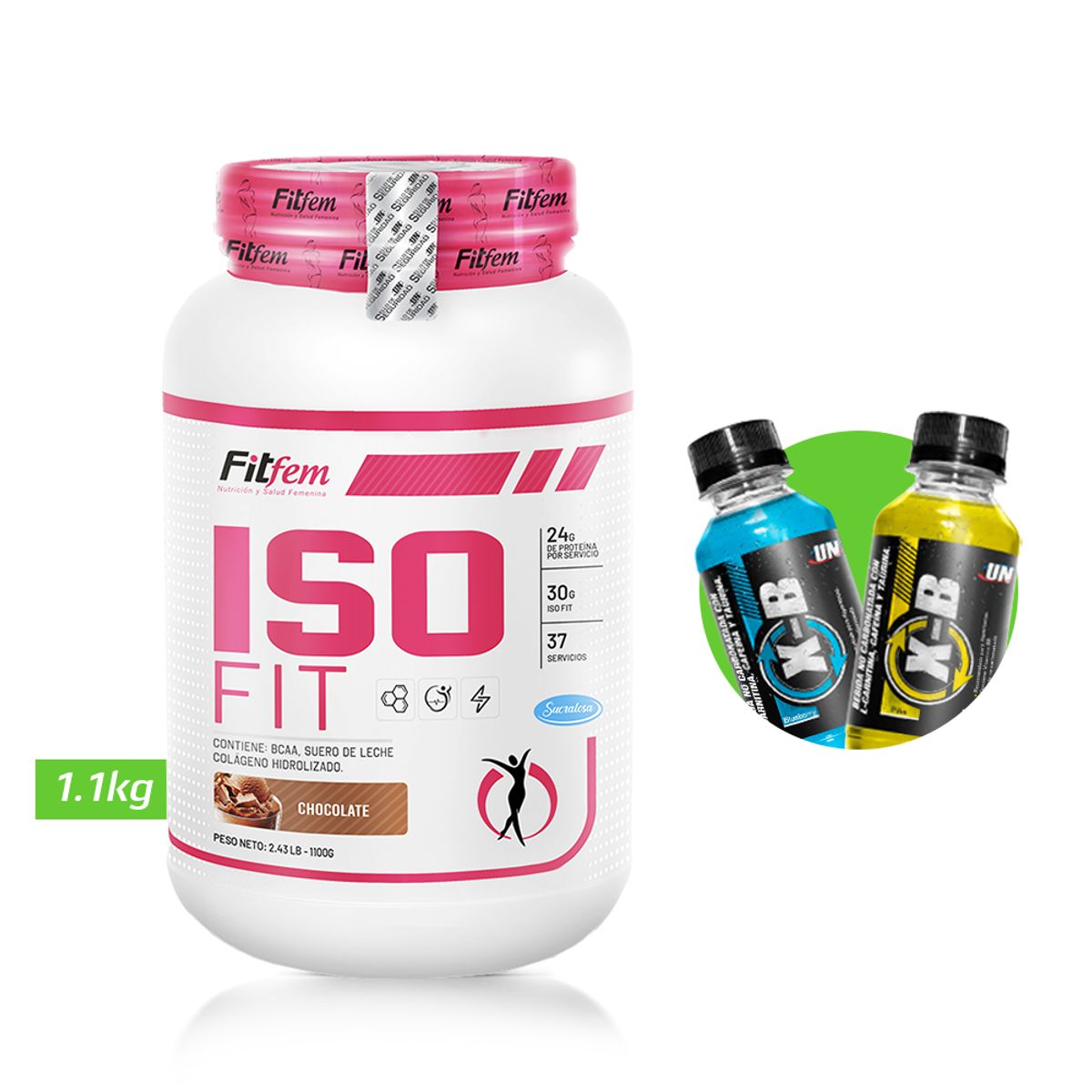 UNIVERSE NUTRITION - Iso fit 12kg proteína fitfem chocolate + regalos