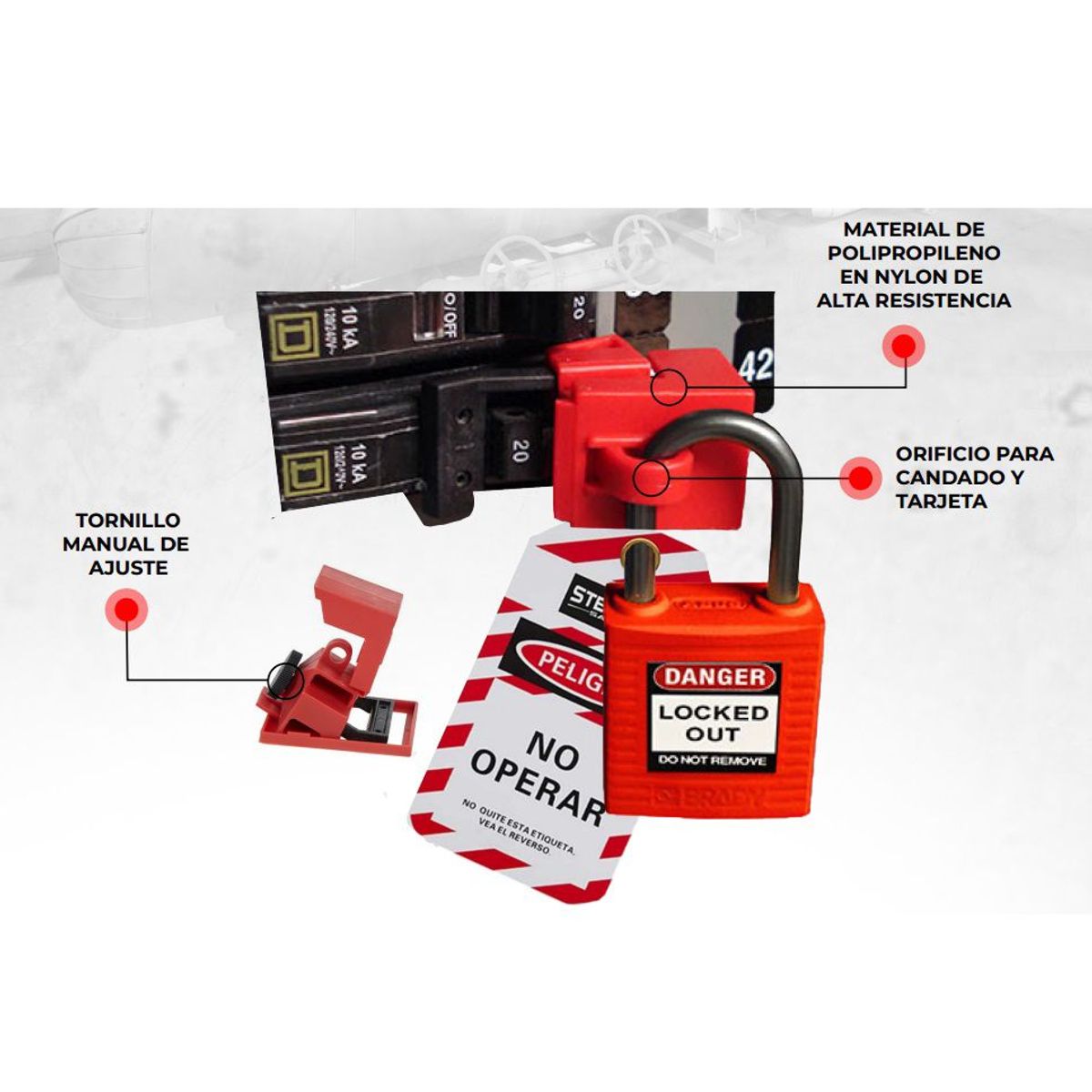 STEELPRO - BLOQUEADOR BREAKER TABLERO HASTA 7MM ESPESOR42MM DE ANCHO 480V600V