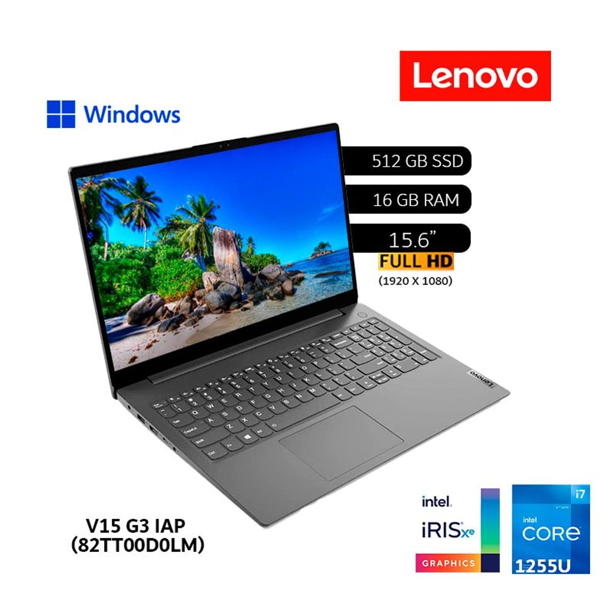 LENOVO - Lenovo V15 G3 IAP Core i7-1255u 16Gb DDR4 Bus 3200 - 512Gb SSD - 15.6" FHD - Wind (82TT00D0LM)