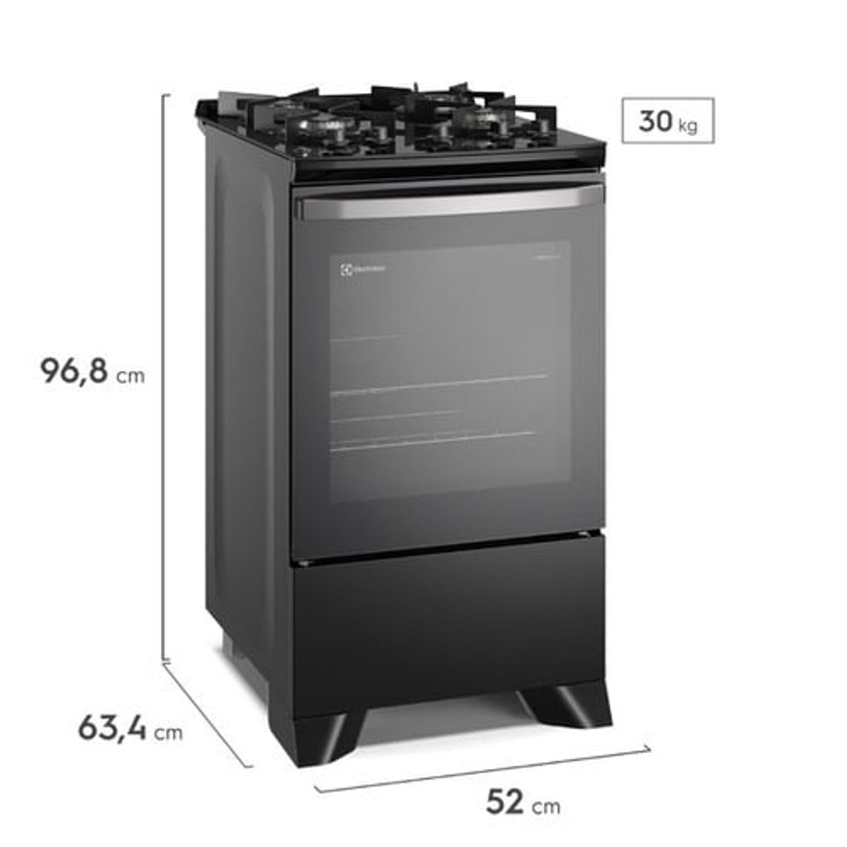 ELECTROLUX - Cocina 4 Quemadores Electrolux Negra con Mesa de Vidrio FE4GP