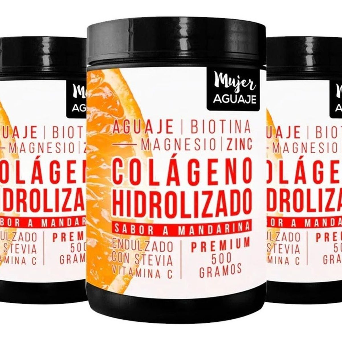 MUJER AGUAJE - Colágeno Mujer Aguaje 500 g Sabor Mandarina Pack x 3