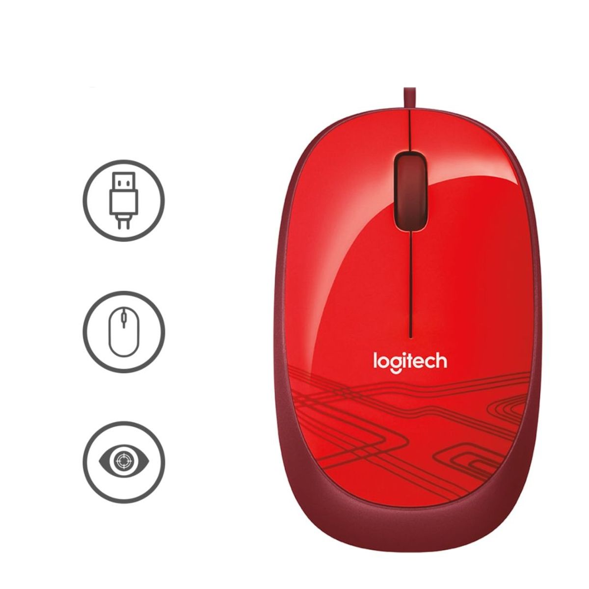 GENERICO - MOUSE LOGITECH M105 WIRED RED 910-002959
