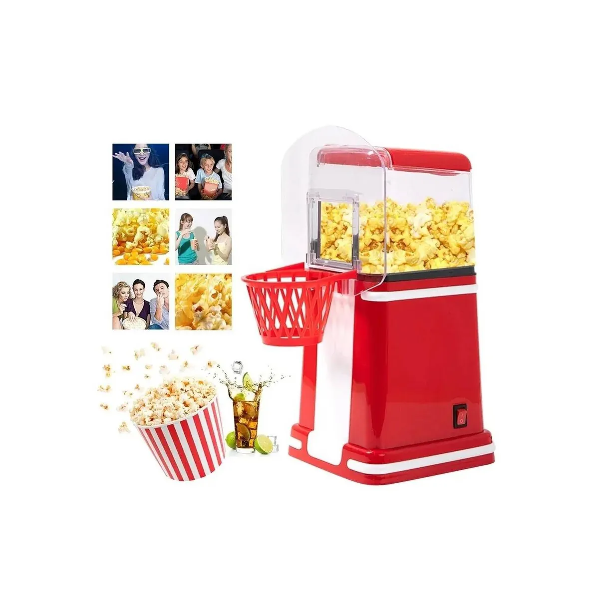 GENERICO - Máquina Canchita Palomitas de Maiz con Cesta de Basquet
