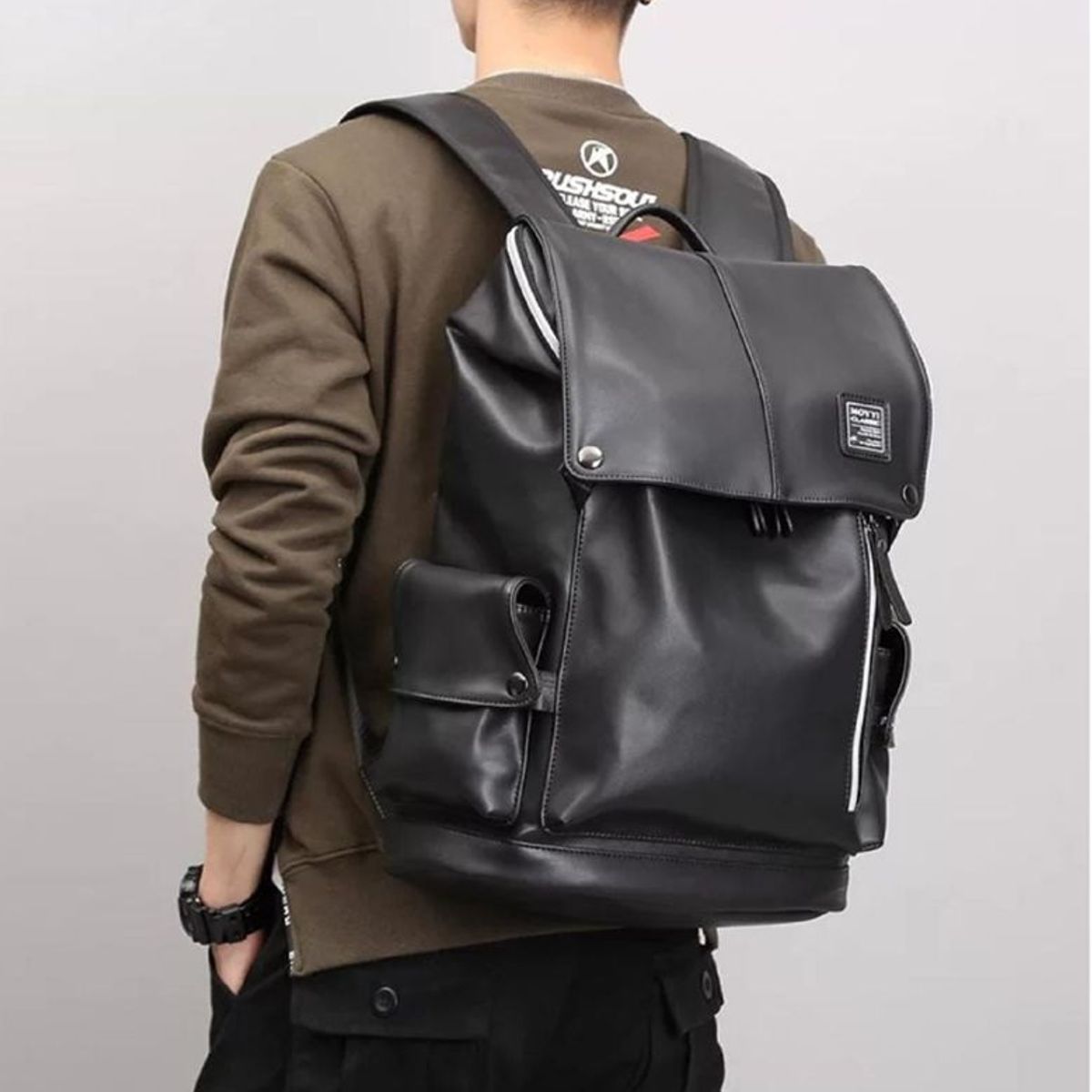 GENERICO - Mochila Cuero Impermeable Viajera Elegante de Alta Capacidad