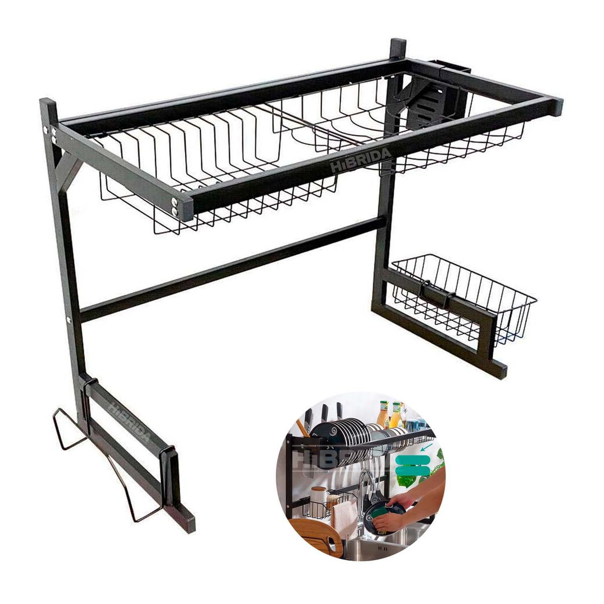 GENERICO - ESCURRIDOR DE FREGADERO ADAPTABLE PORTAPLATO - BLACK-PLATOS-RACK