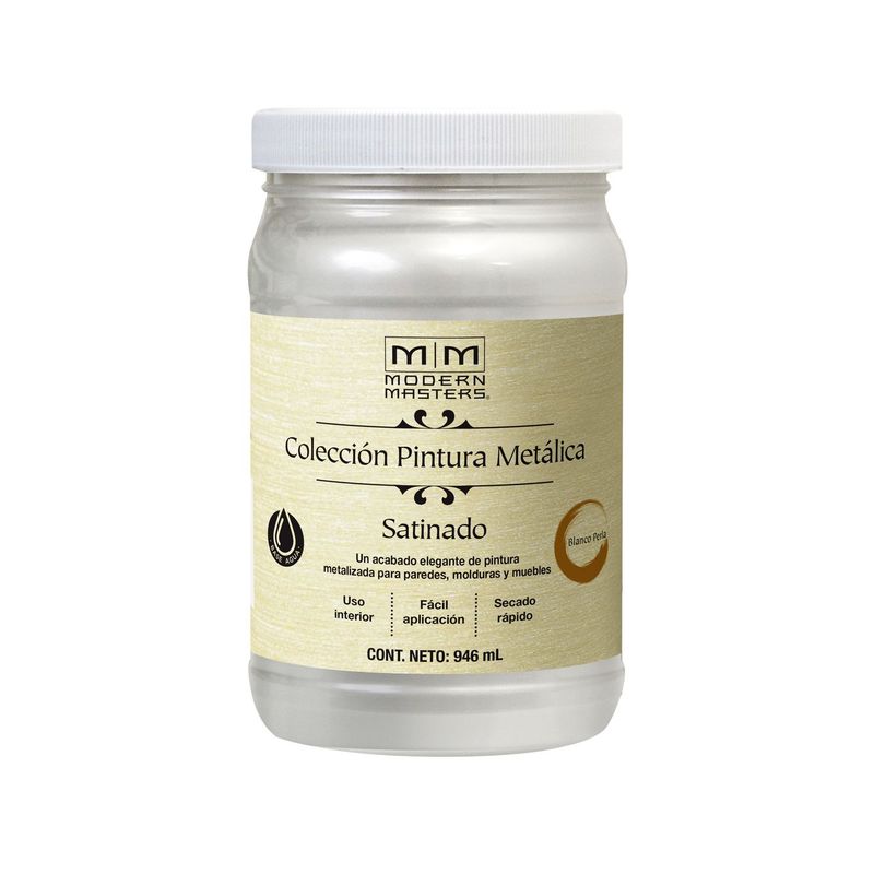 RUST OLEUM - Modern Master Pintura Metálica Esmalte Acrílico Blanco Perla Satinado 946 mL