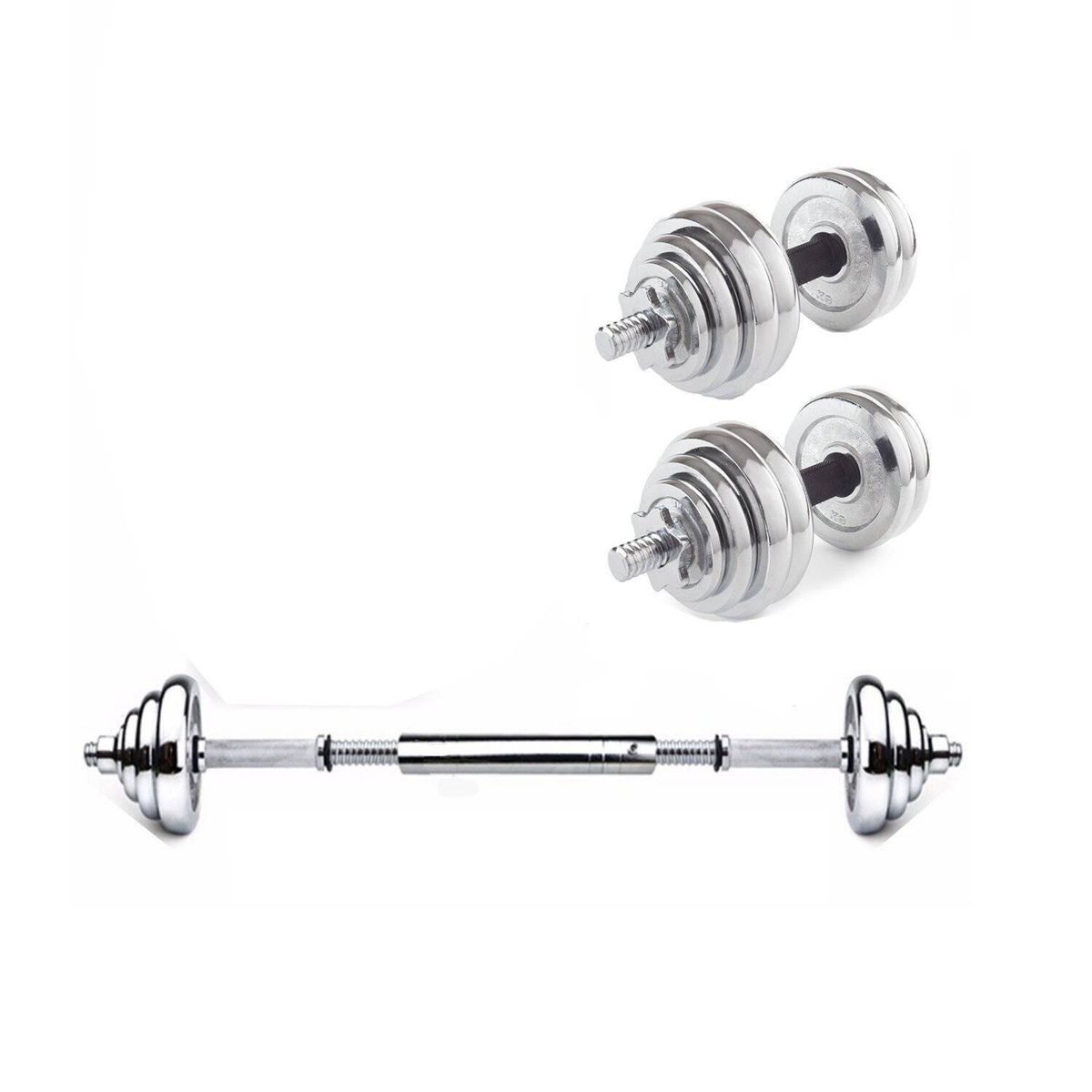 YORK - Set de Pesas Mancuernas 30Kg Barra Adaptadora