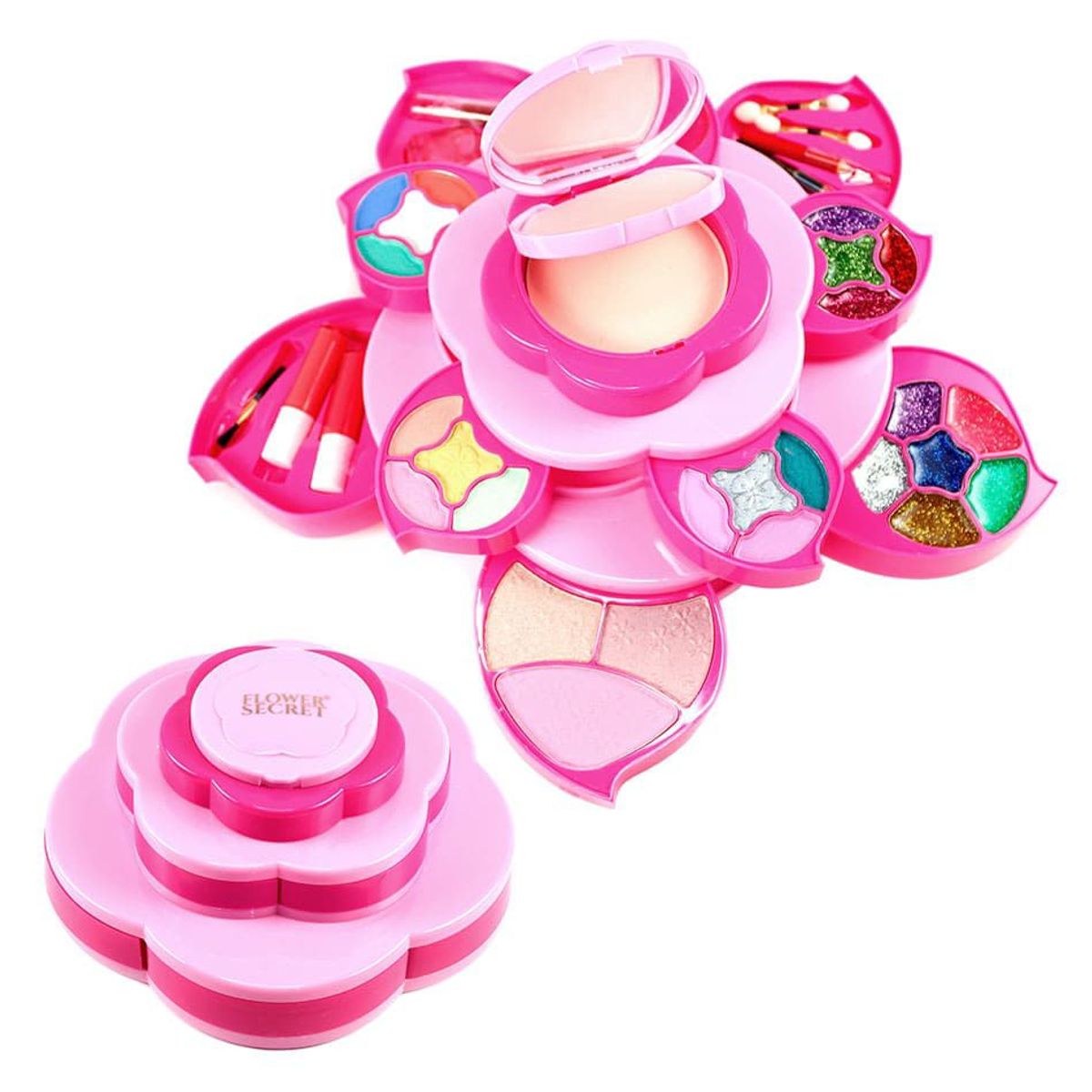 GENERICO - Set Completo de Maquillaje Princesa Tipo Flor Rosa