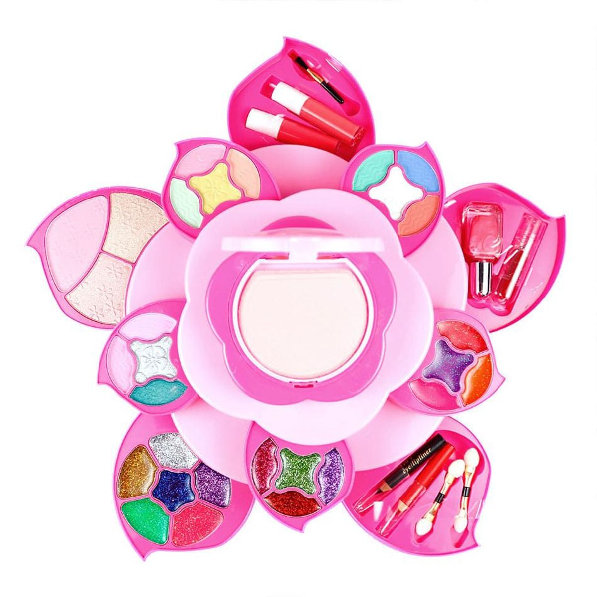 GENERICO - Set Completo de Maquillaje Princesa Tipo Flor Rosa