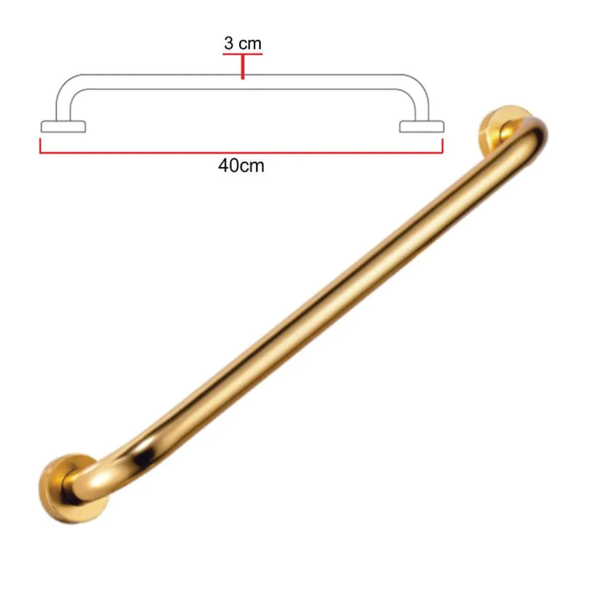GENERICO - Barra de seguridad de 40 cm de acero inoxidable #304