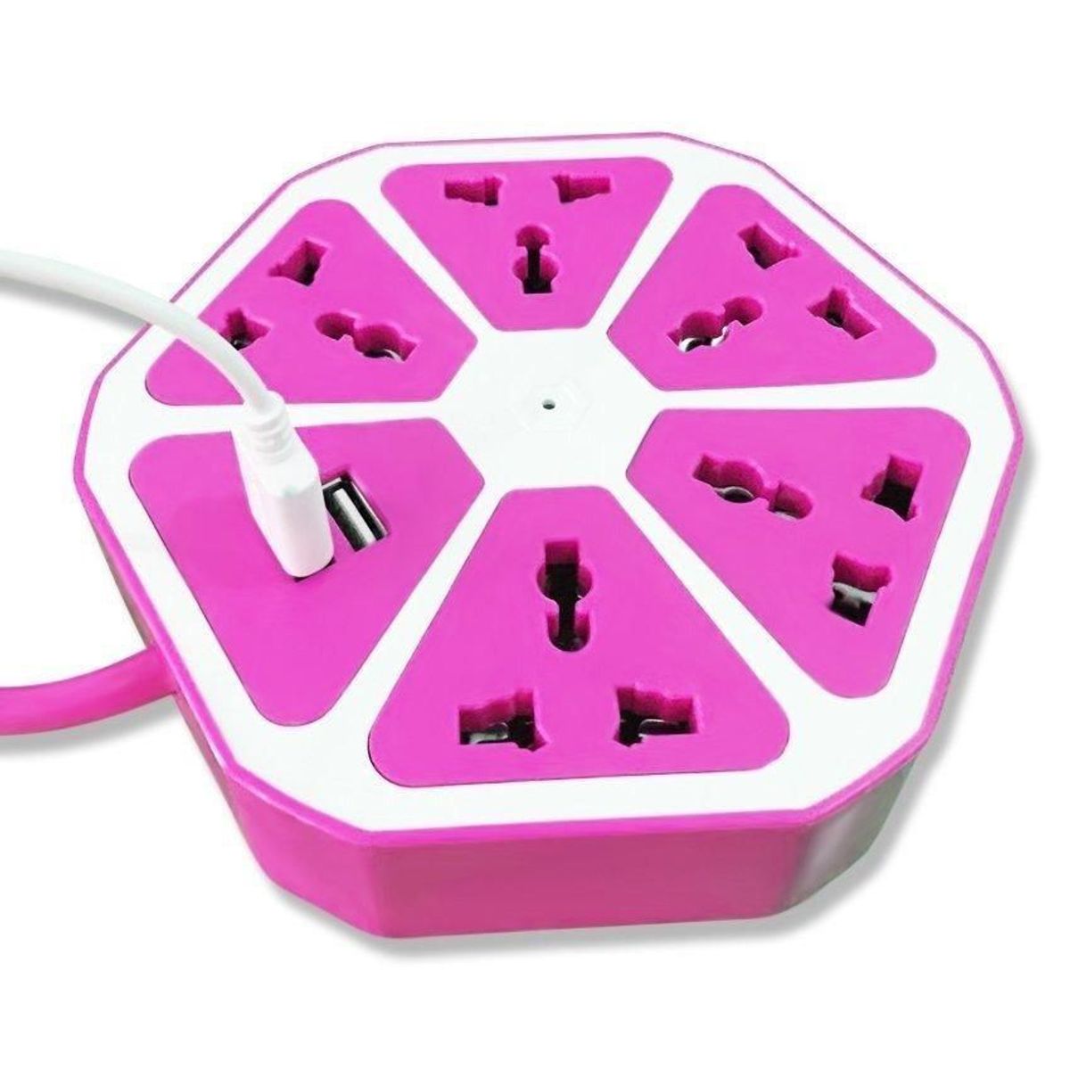 GENERICO - Extensión Hexagonal 5 Toma Corrientes Universales Y 2 Usb