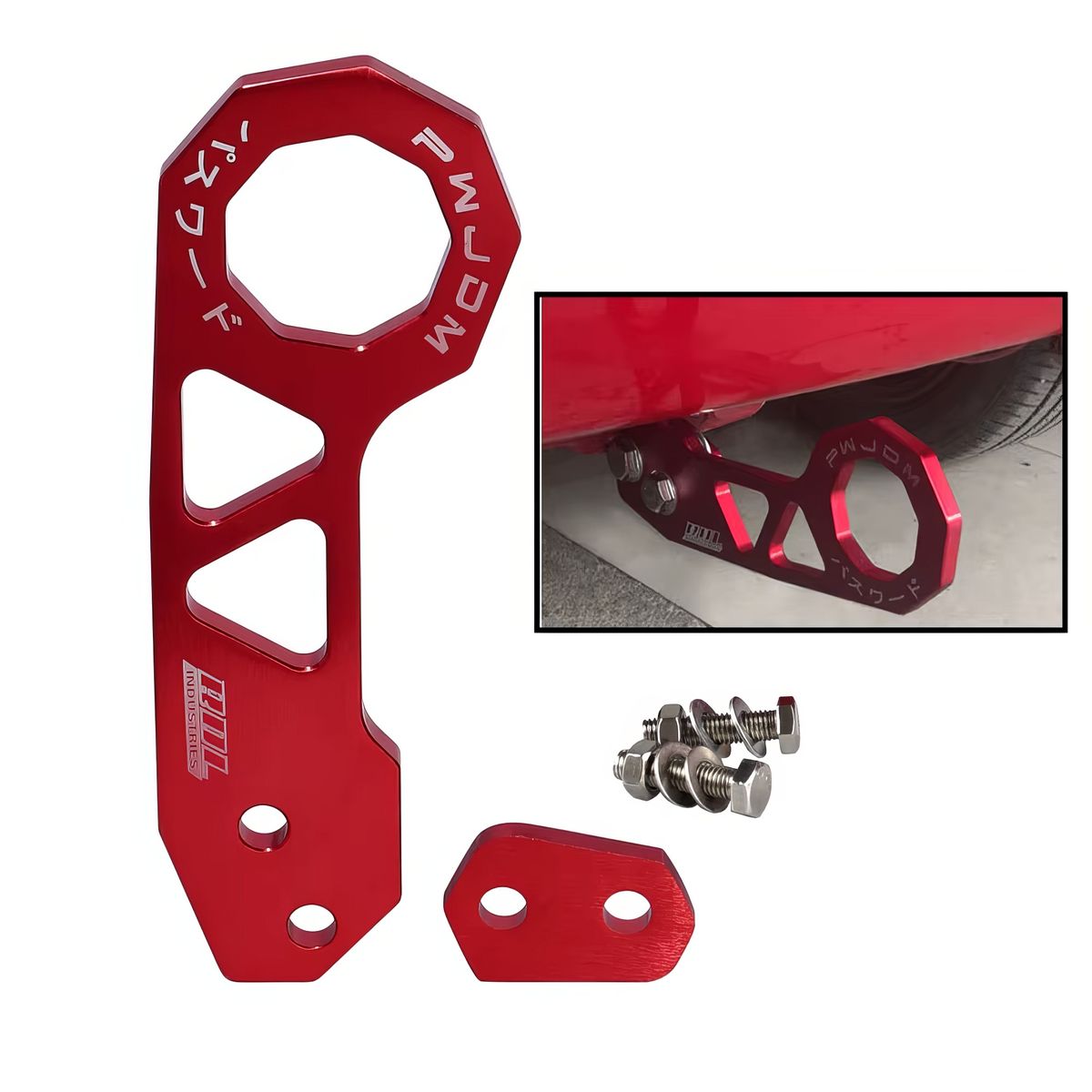 GENERICO - Gancho Posterior Remolque Rojo Auto Tuning JDM