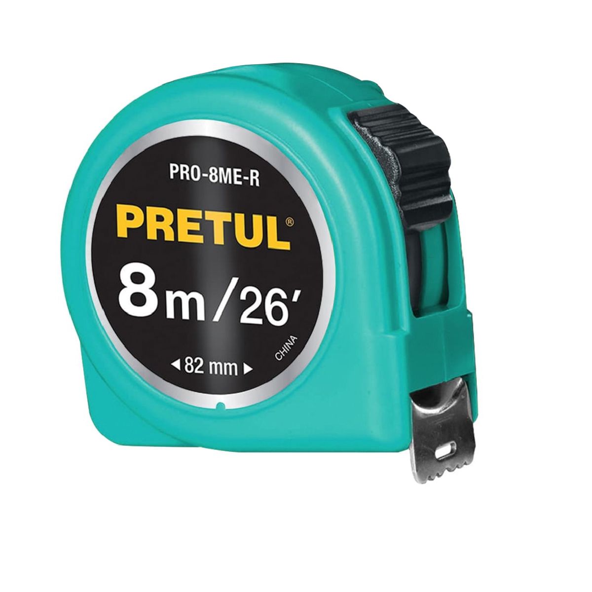 PRETUL - Wincha cinta métrica flexómetro verde 8 m cinta 25 mm, Pretul