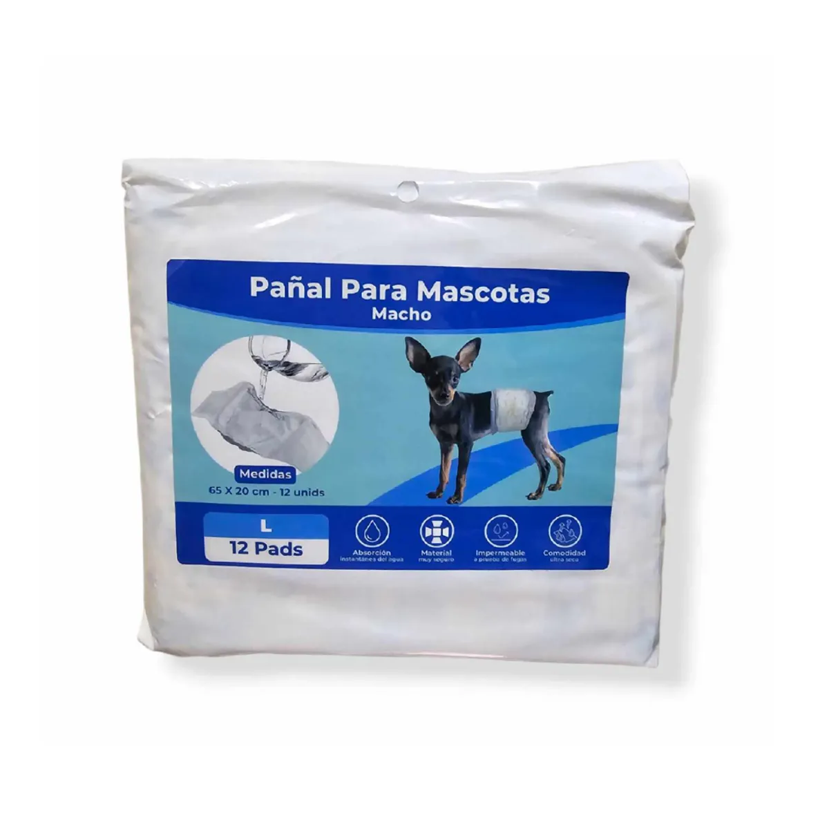 GENERICO - Pañal para perro macho XL 81x20cm