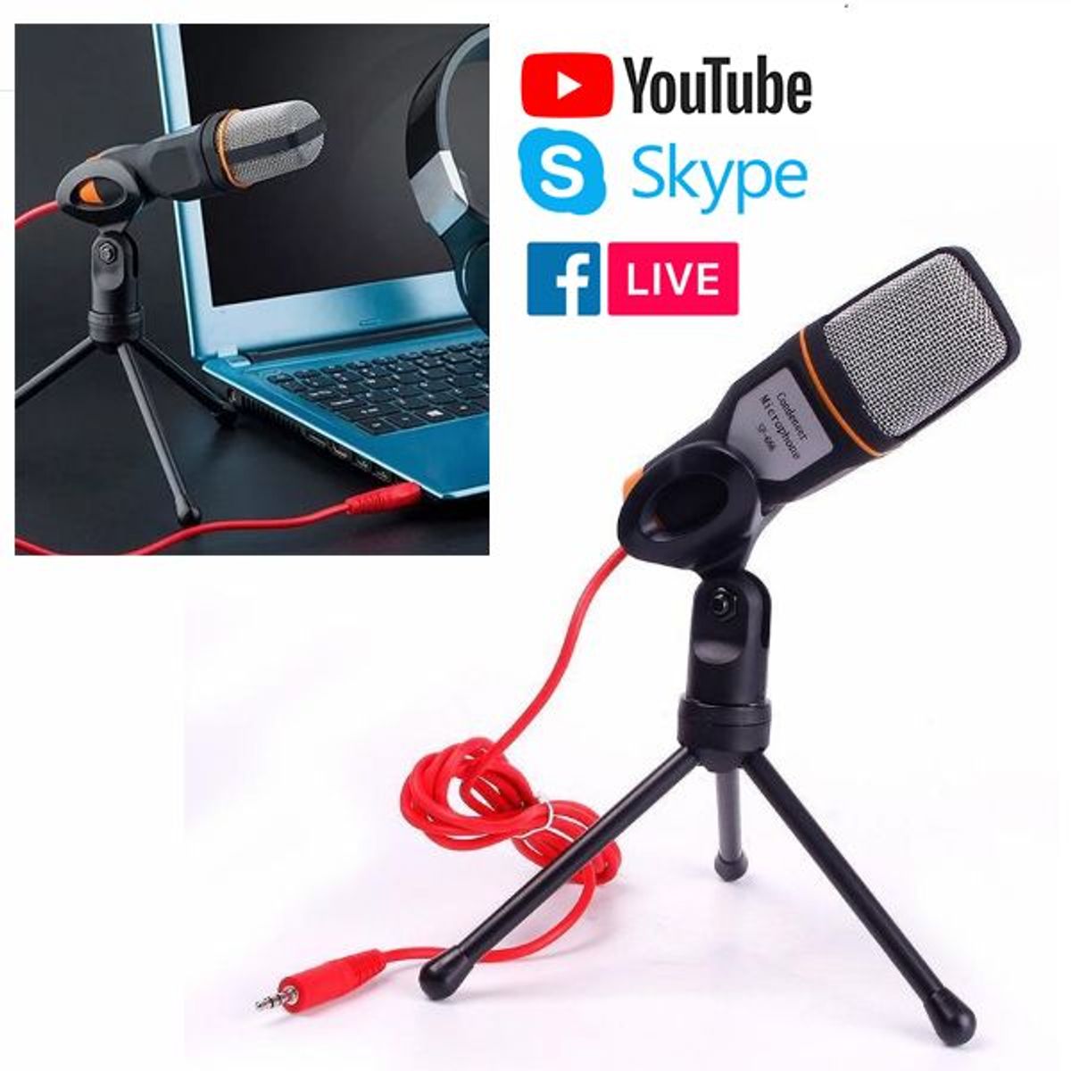 GENERICO - Microfono Condensador Profesional Pc Laptop Celular con tripode