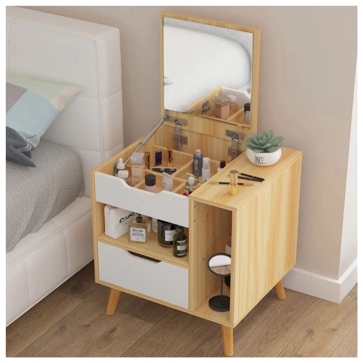 VENTITAS HOME - Mesa de Noche Tocador Romina Ventitas Home Haya y Blanco