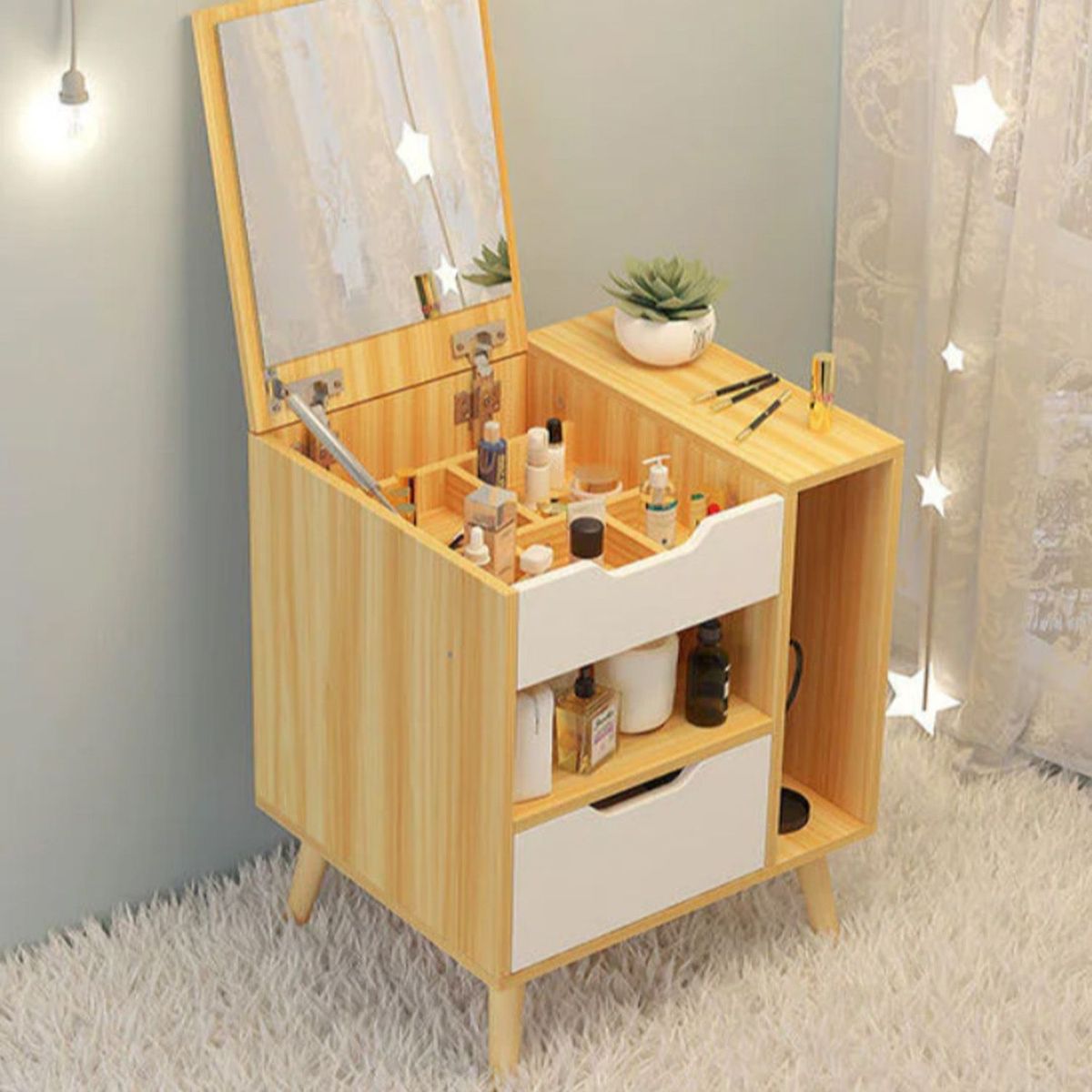 VENTITAS HOME - Mesa de Noche Tocador Romina Ventitas Home Haya y Blanco