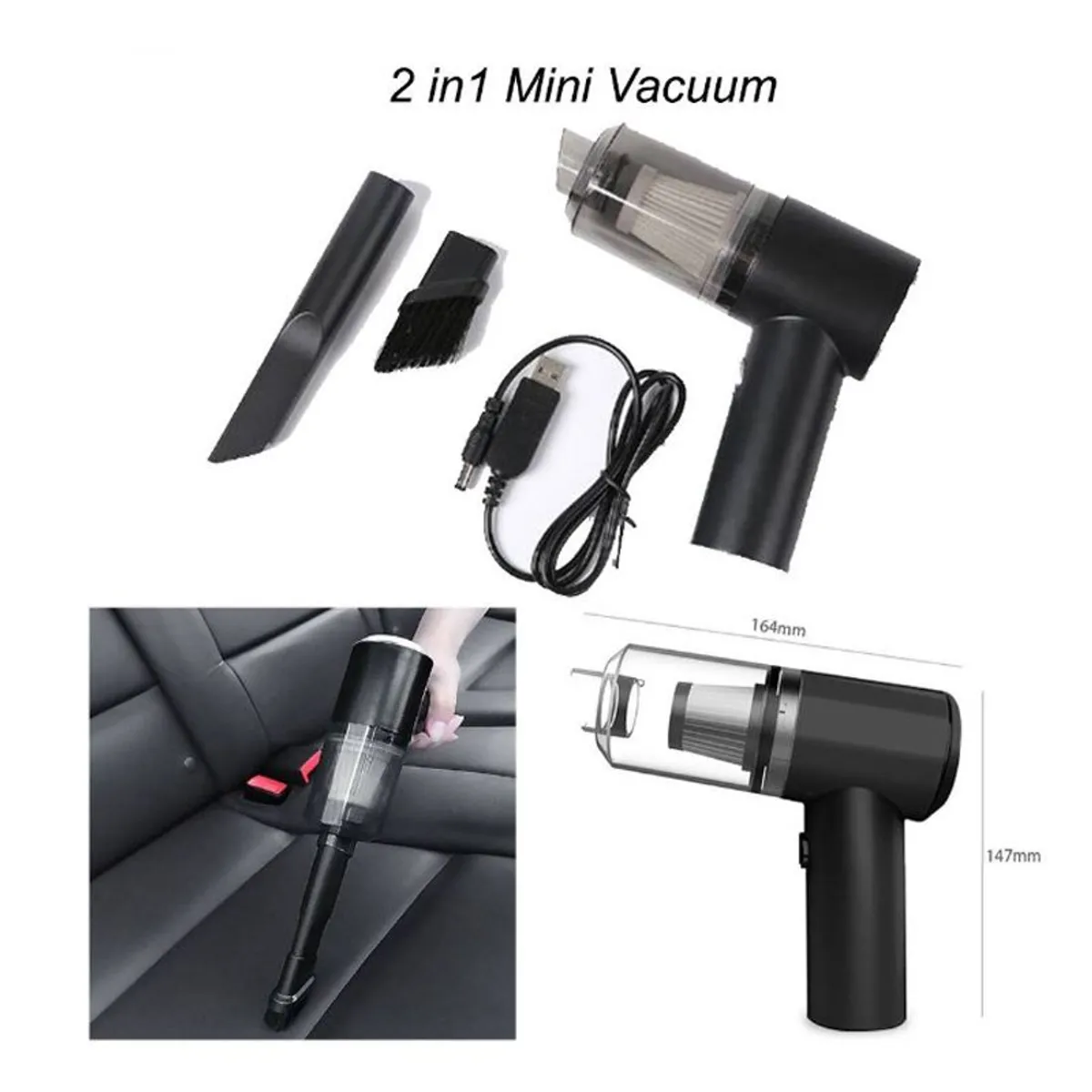 GENERICO - Mini Aspiradora Portátil 2 en 1 Multiusos USB Hogar Auto Carro