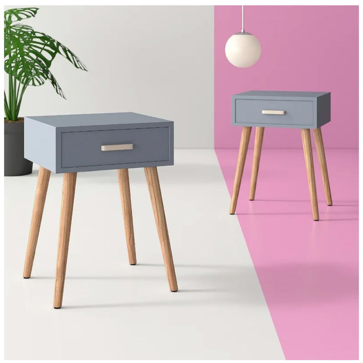 VENTITAS HOME - Set 2 Veladores Vintage Paula Ventitas Home Plomo