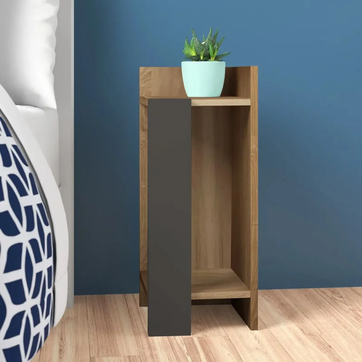 VENTITAS HOME - Mesa Auxiliar Velador Vienna Ventitas Home Espresso y Plomo