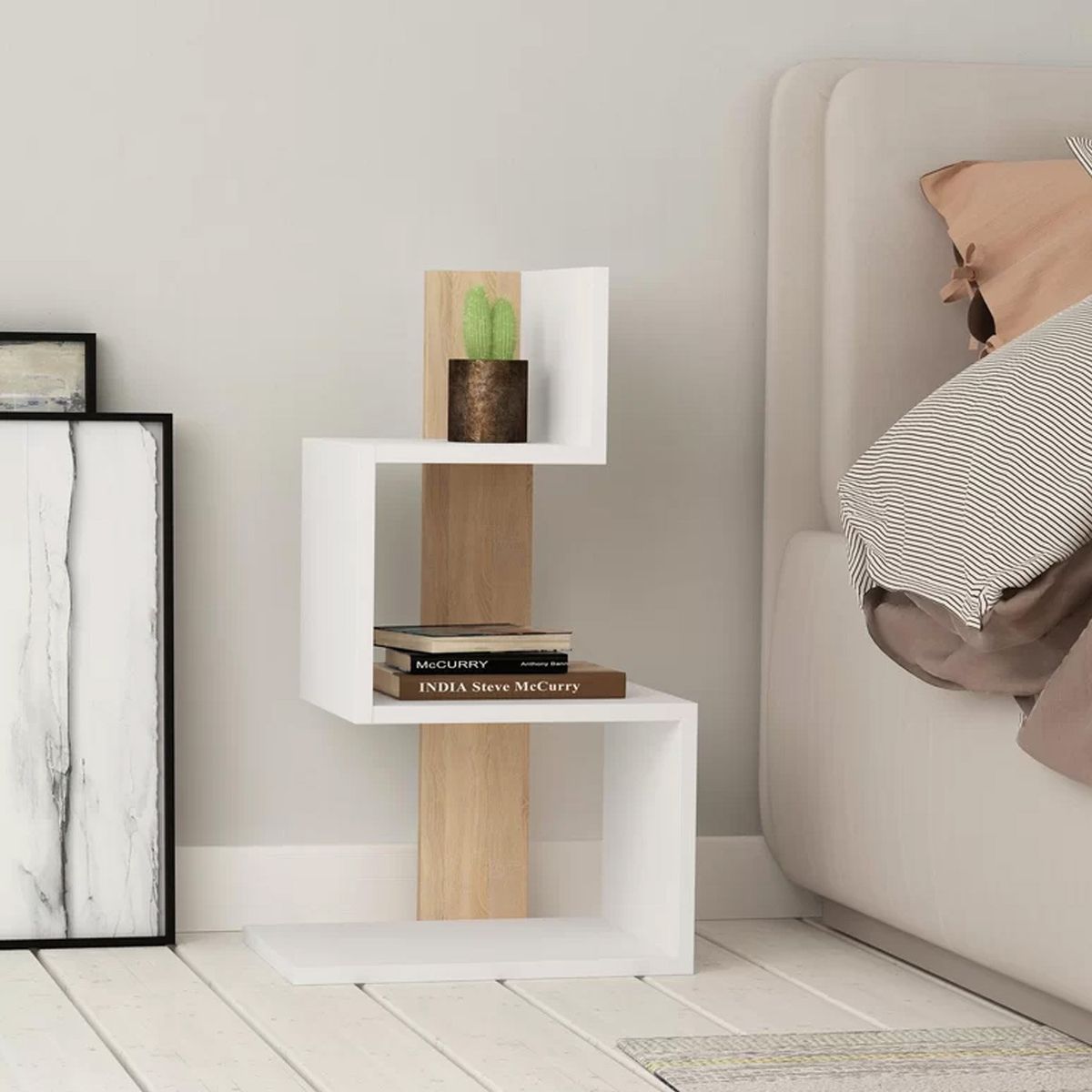 VENTITAS HOME - Velador Mesa Auxiliar Donella Ventitas Home Blanco y Espresso