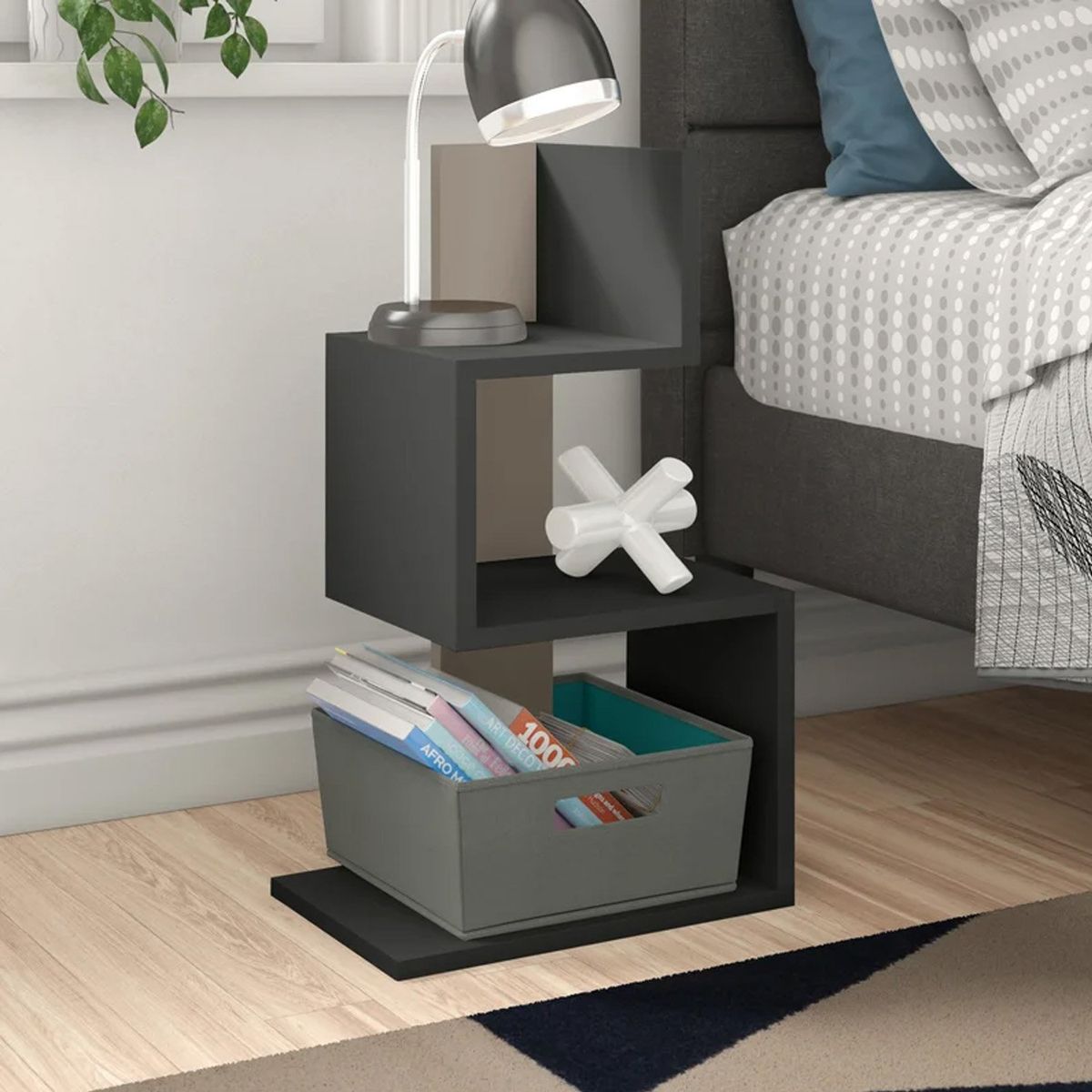 VENTITAS HOME - Velador Mesa Auxiliar Donella Ventitas Home Negro y Taupe