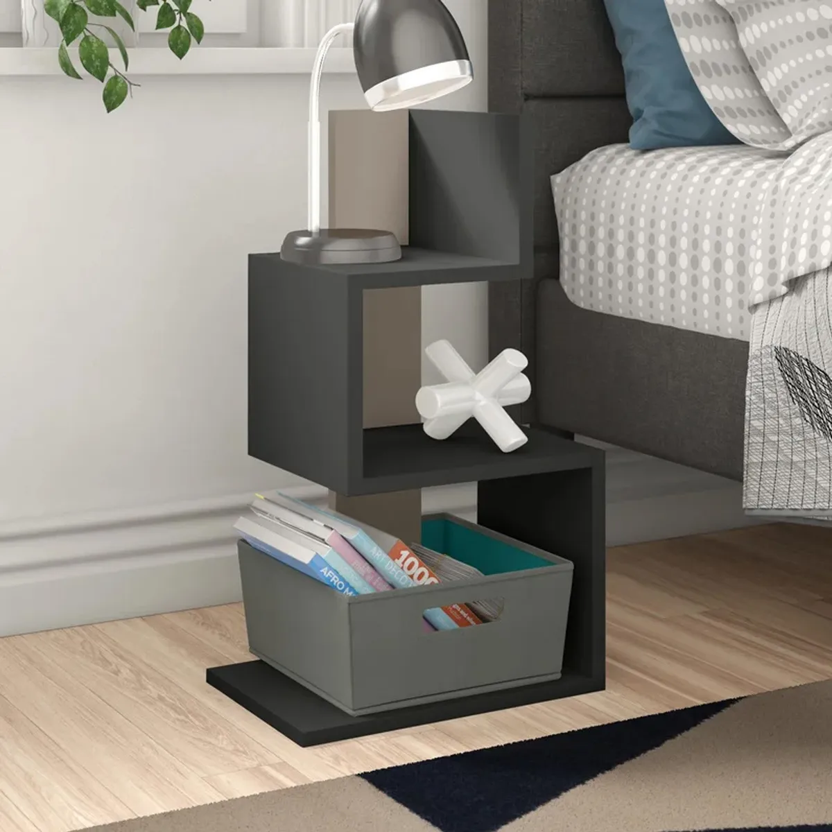 VENTITAS HOME - Velador Mesa Auxiliar Donella Ventitas Home Negro y Taupe