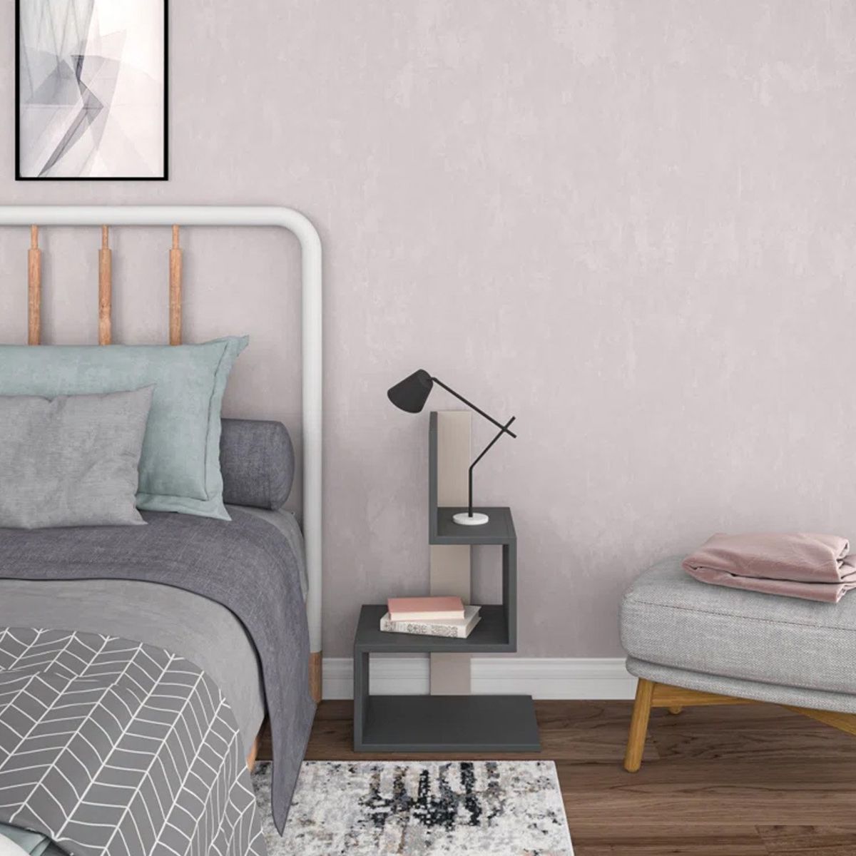 VENTITAS HOME - Velador Mesa Auxiliar Donella Ventitas Home Negro y Taupe