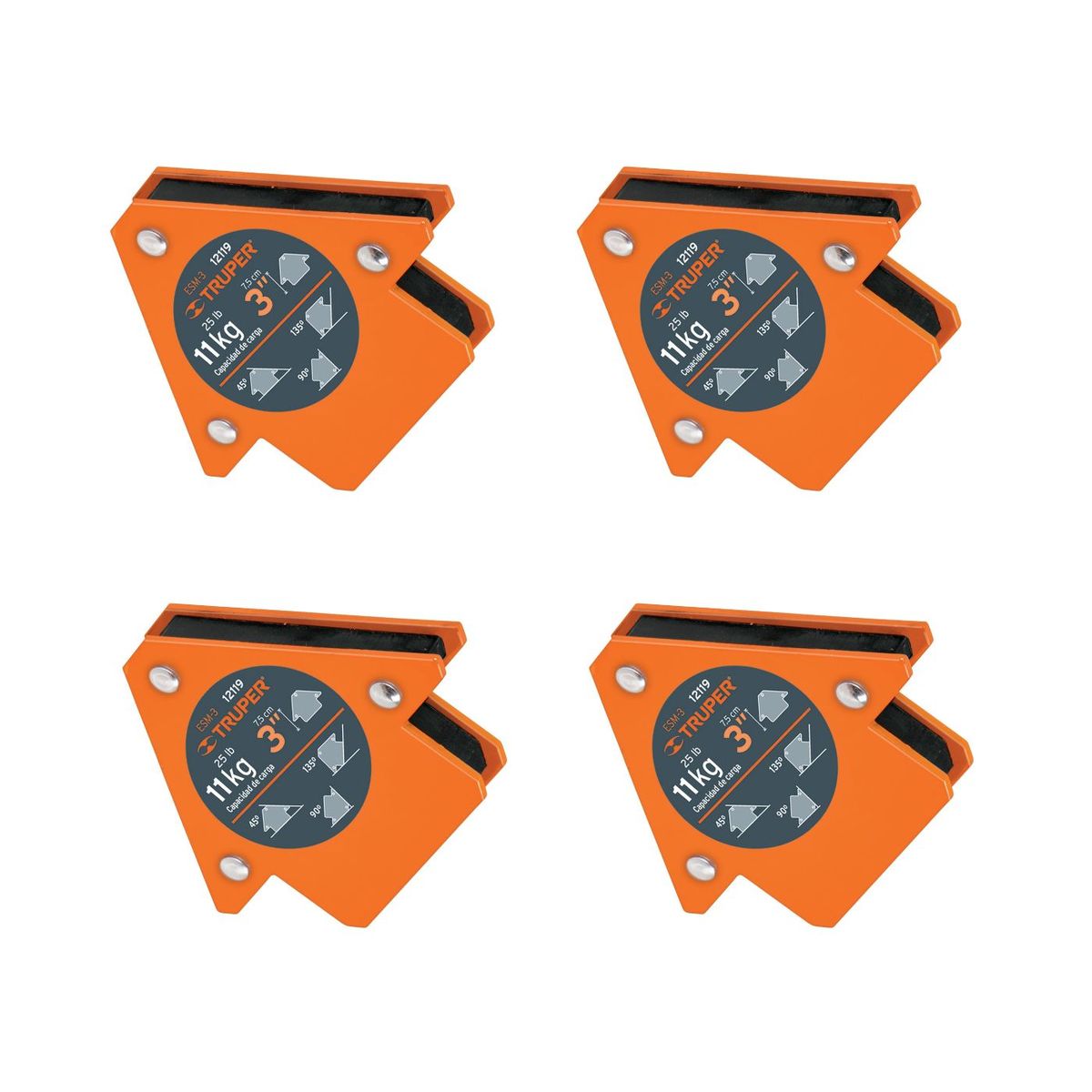 TRUPER -  Escuadra magnética 3" para soldar x 4 unidades capacidad 11 kg truper