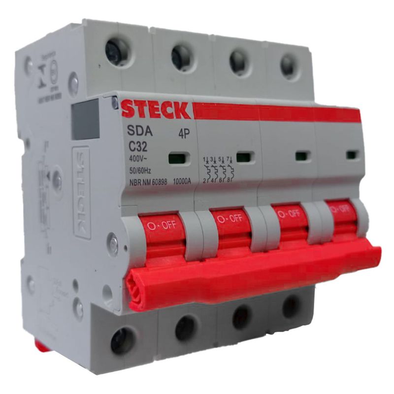 STECK - INTERRUPTOR TERMOMAGNETICO 3X32A 20KA220V 10KA415V IEC60898 CURVA C