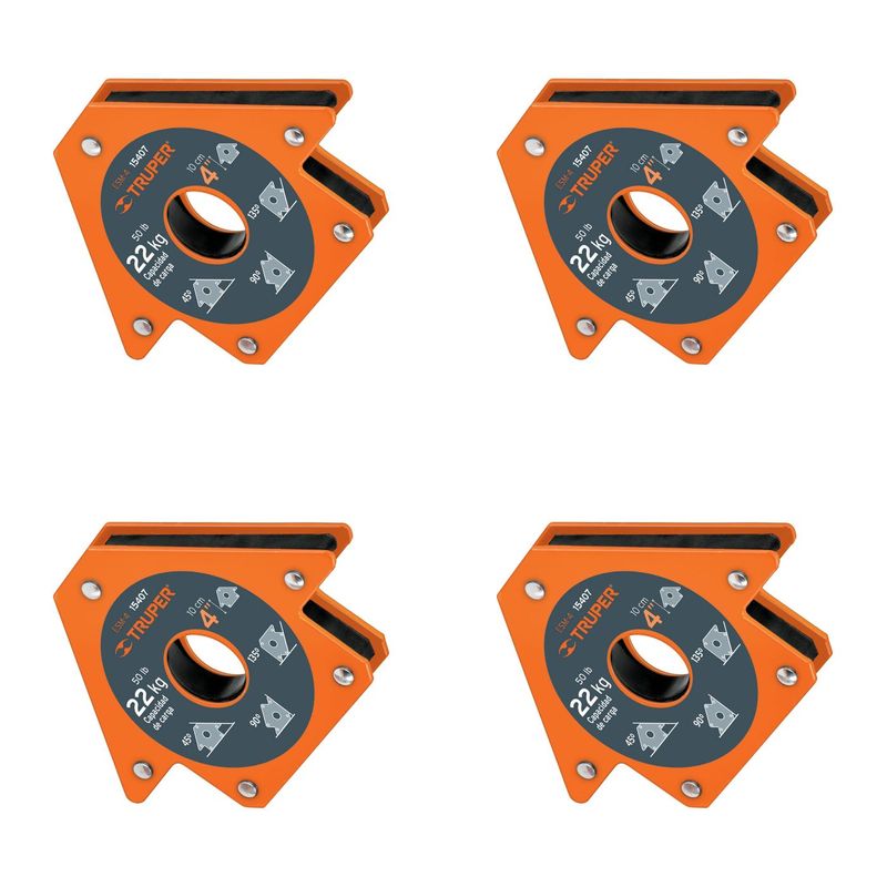 TRUPER -  Escuadra magnética 4" para soldar x 4 unidades capacidad 22 kg truper