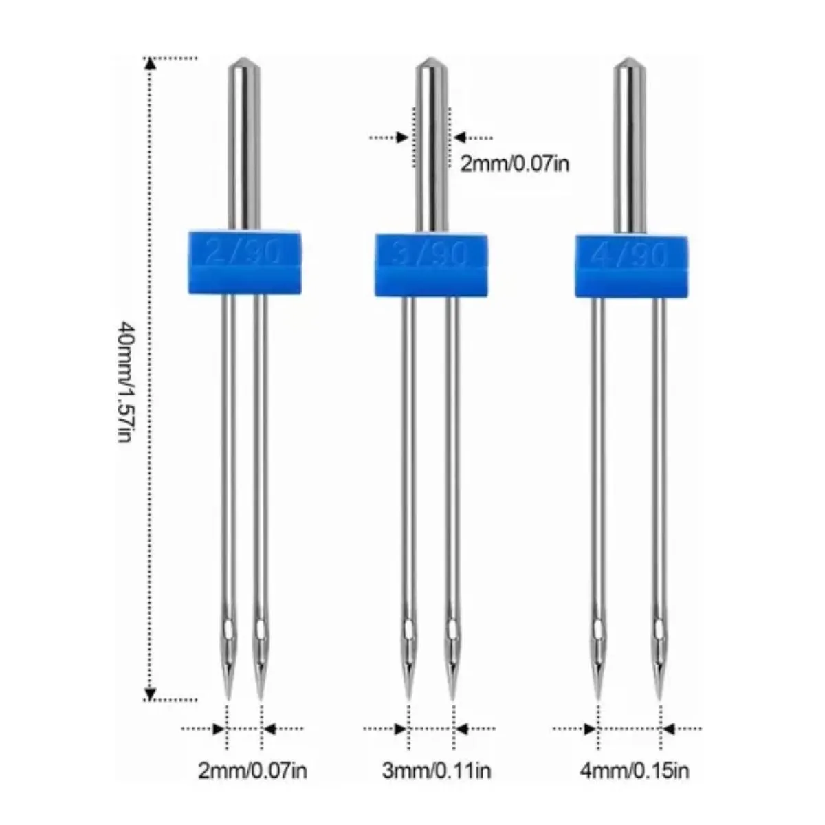 GENERICO - Agujas Dobles De Coser Con Enhebrador De Aguja 19 Pzas Kit