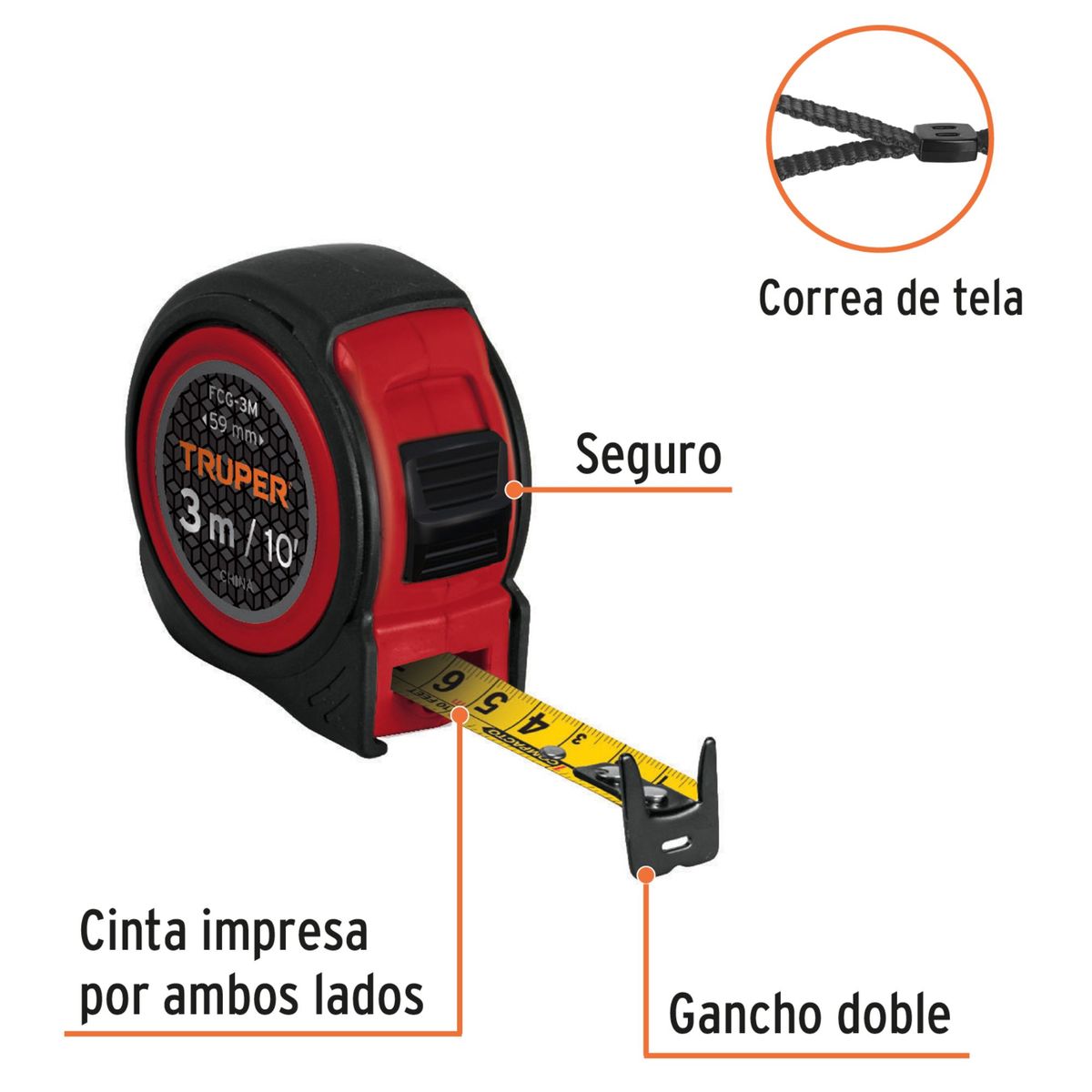TRUPER - Wincha Cinta Métrica 3m compacto Truper