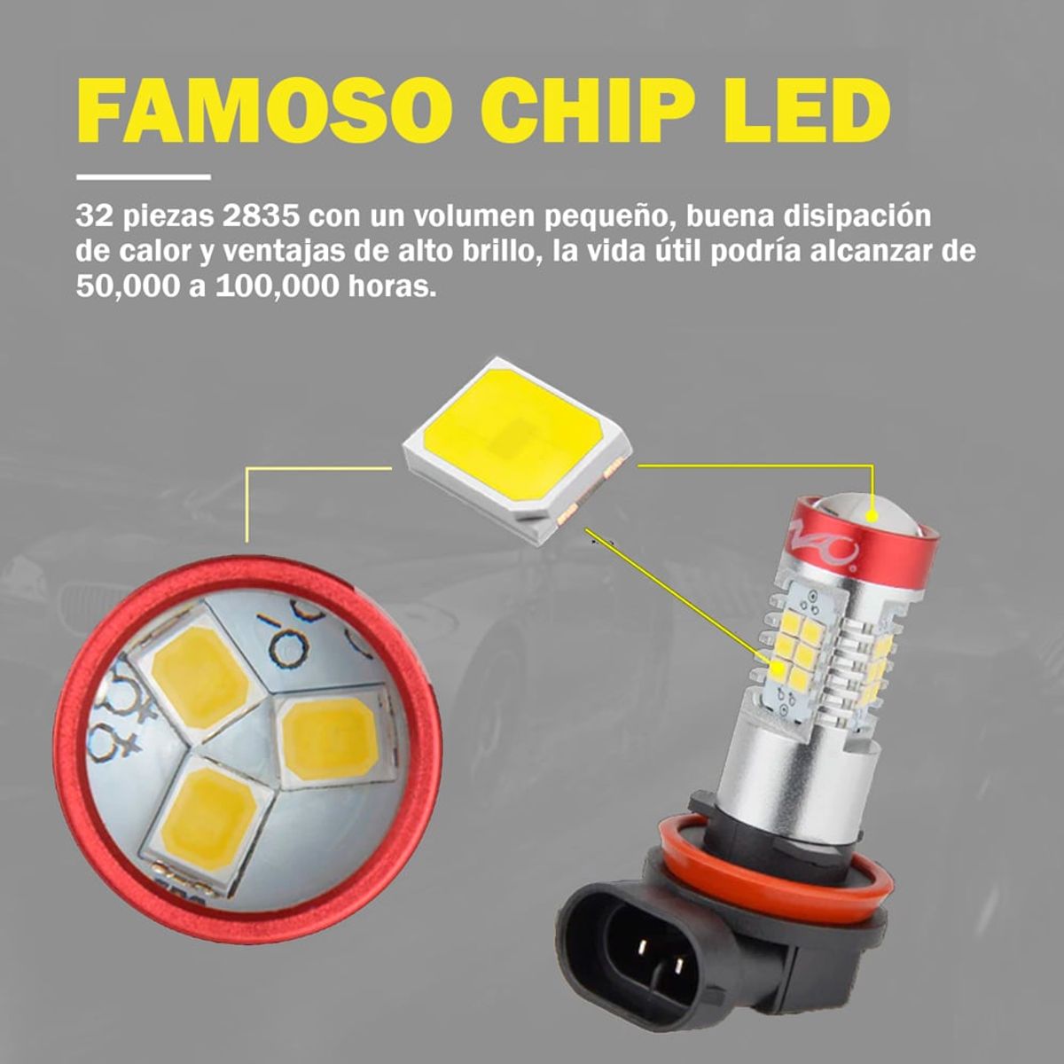 NAOEVO - Focos LED Serie N86 Base 9006 Luz Ambar NAOEVO