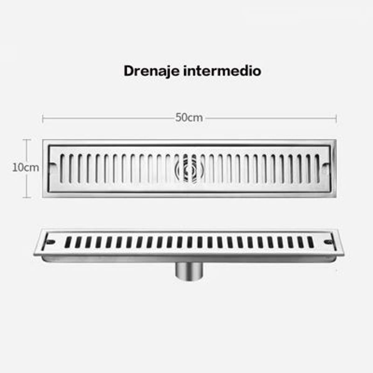 PUREPOWER - Rejilla De Cubierta Drenaje Piso Ducha Acero Inoxid 10×50cm