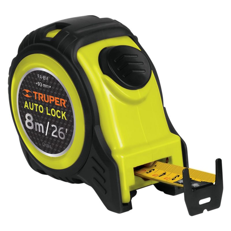 TRUPER - Wincha 8m Flexómetro freno automático contra impactos cinta 25 mm
