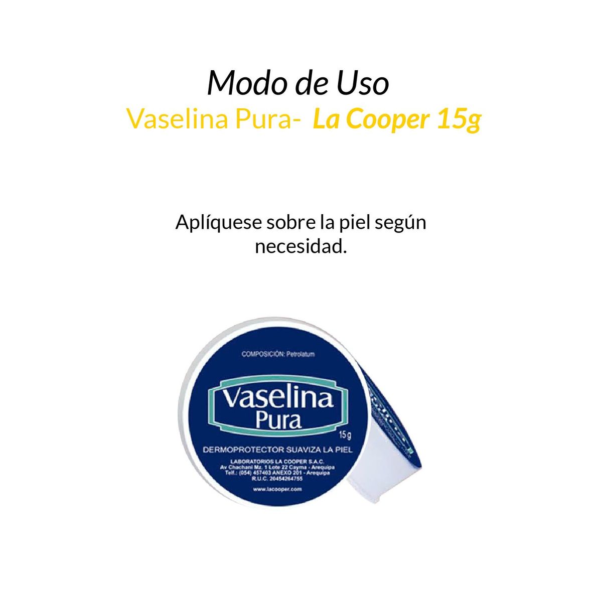 GENERICO - 2 Vaselina Pura La Cooper x 15g