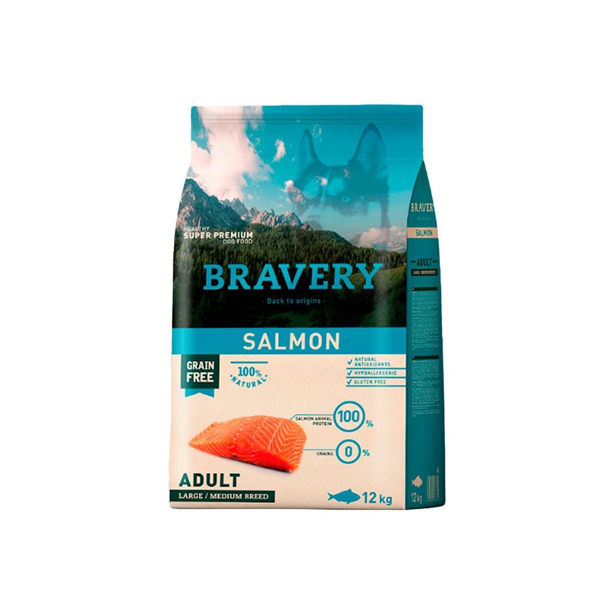 BRAVERY - Comida De Perro Adulto Bravery  Salmón 12 Kg + 2 Lta 290 Gr