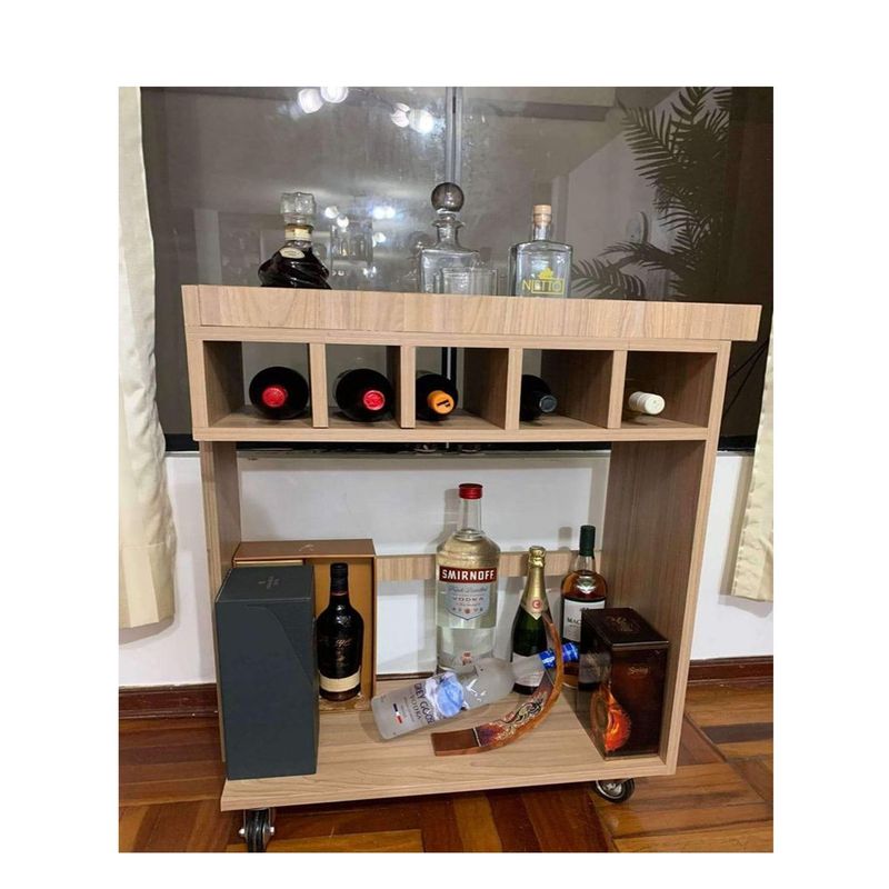 AMUEBLE - MUEBLE BAR ESQUINERO MELAMINA  * CHICAGO *  MARRON  melamina de 18mm