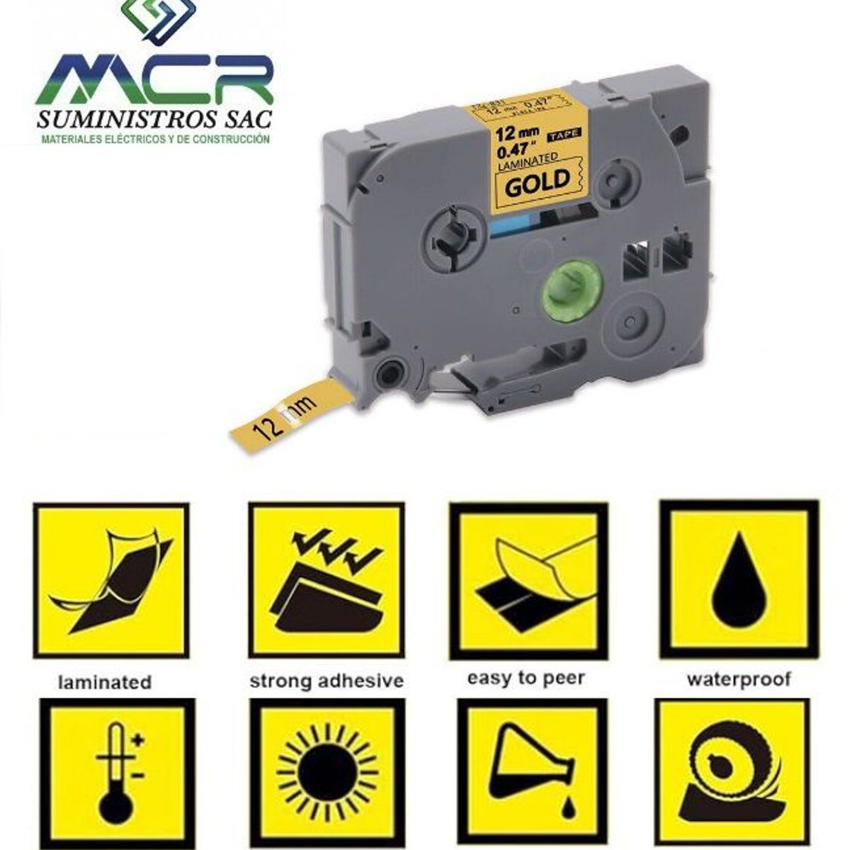 GENERICO - cinta 12MM X 8M DORADO compatible para rotulador brother