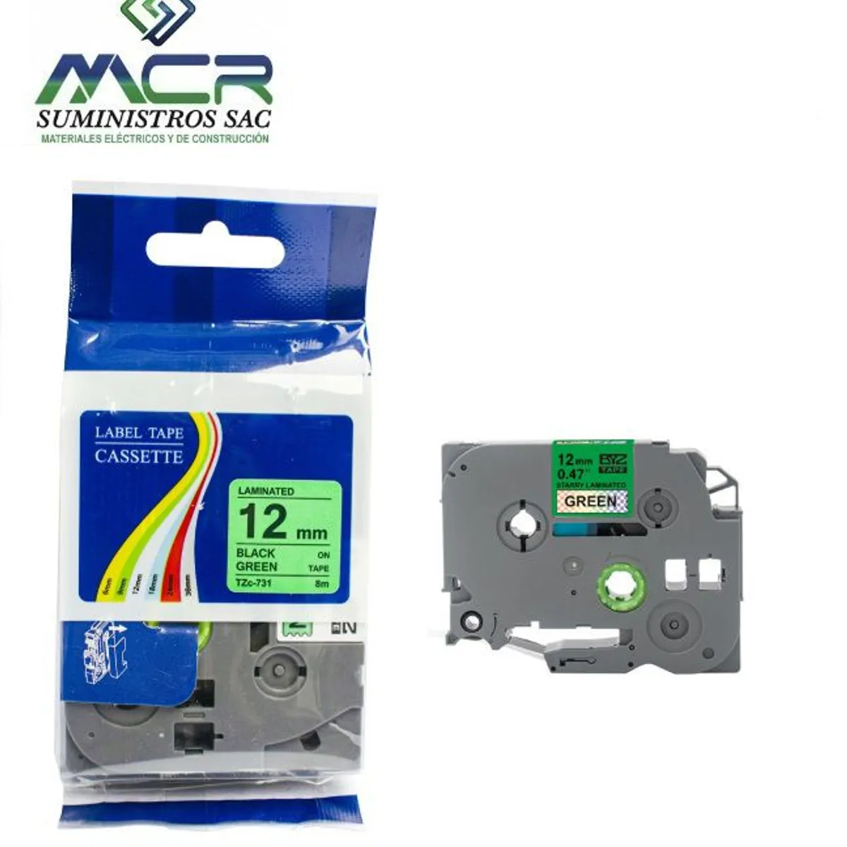 GENERICO - cinta 12MM X 8M VERDE compatible para rotulador brother