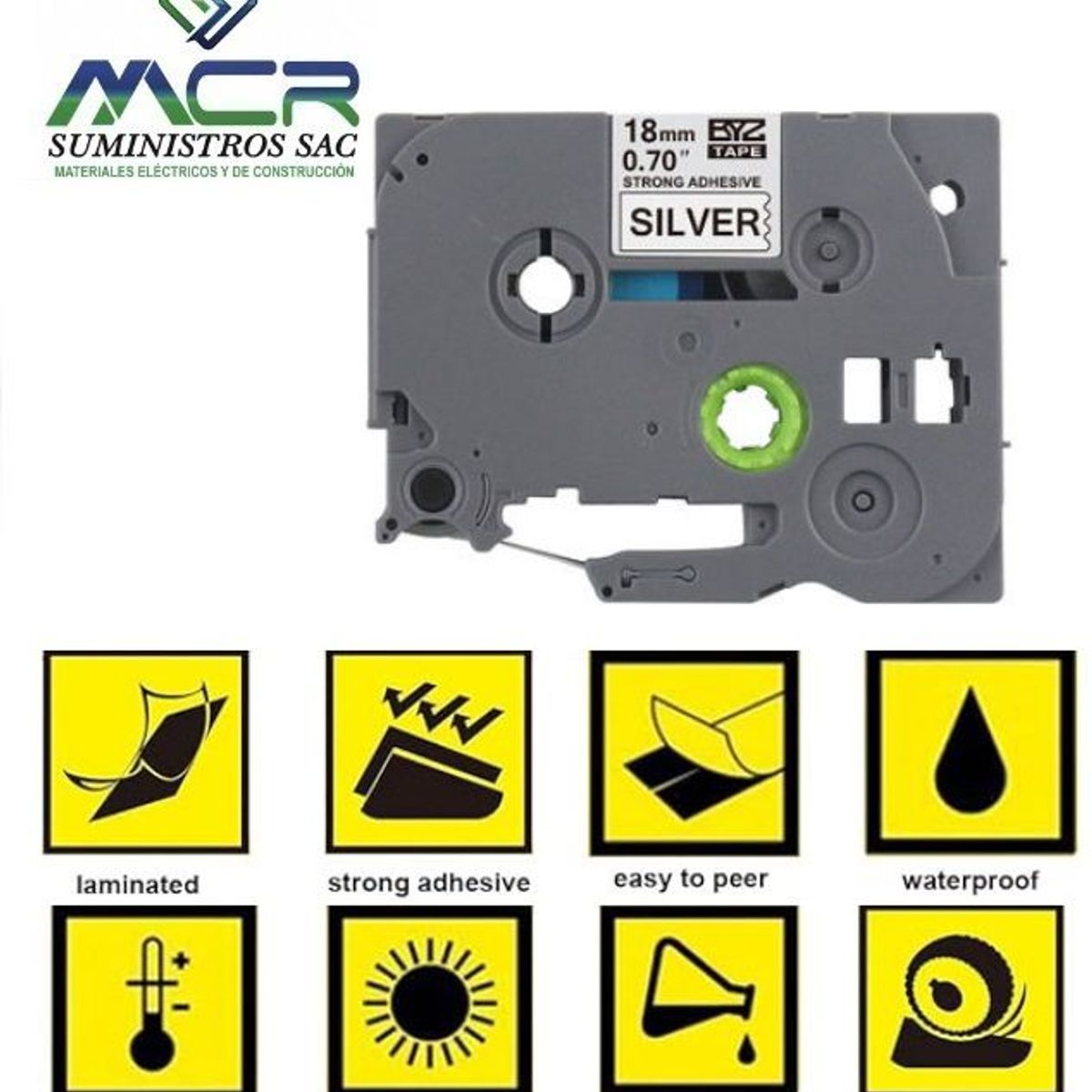 GENERICO - cinta 18MM X 8M PLATA compatible para rotulador brother