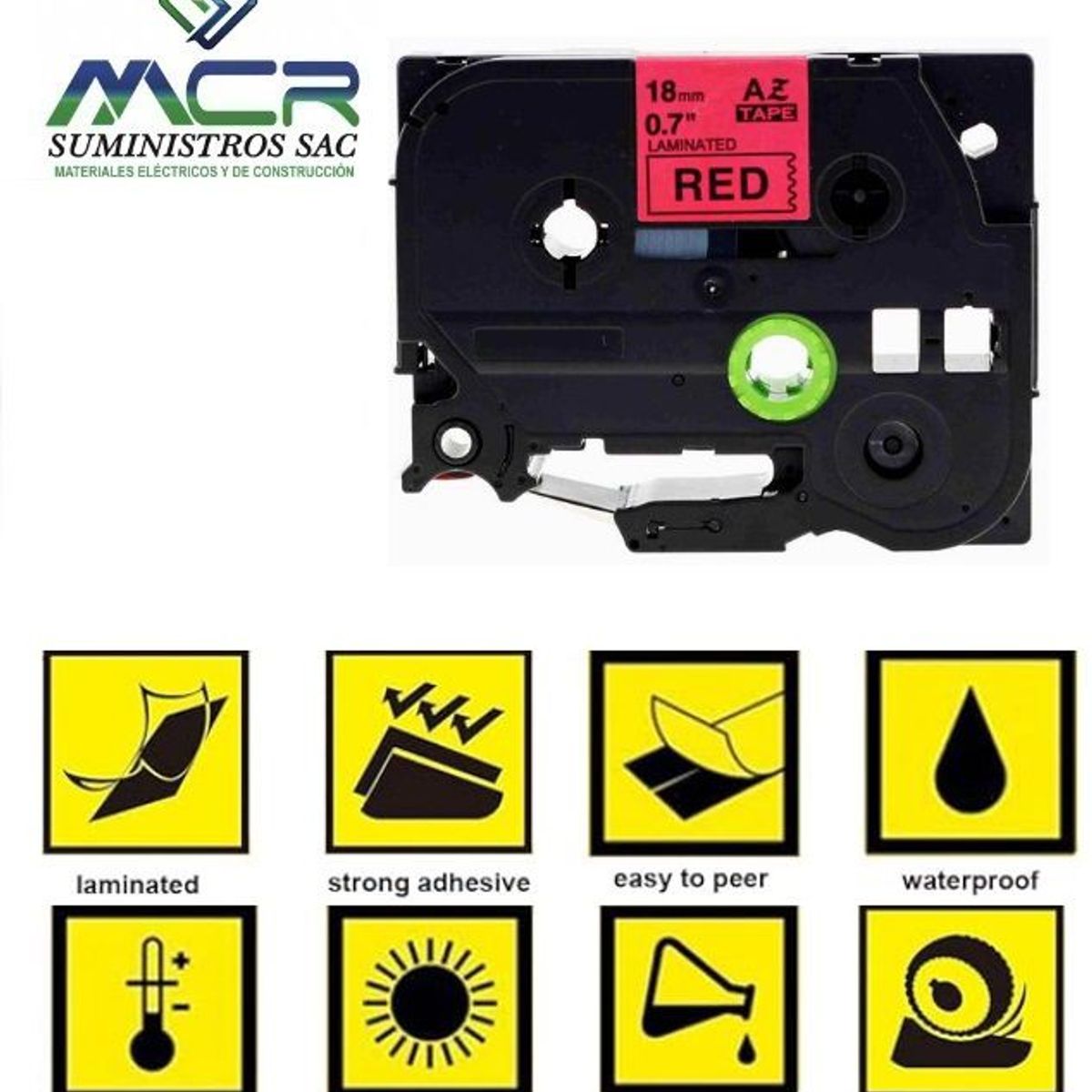 GENERICO - cinta 18MM X 8M ROJO compatible para rotulador brother